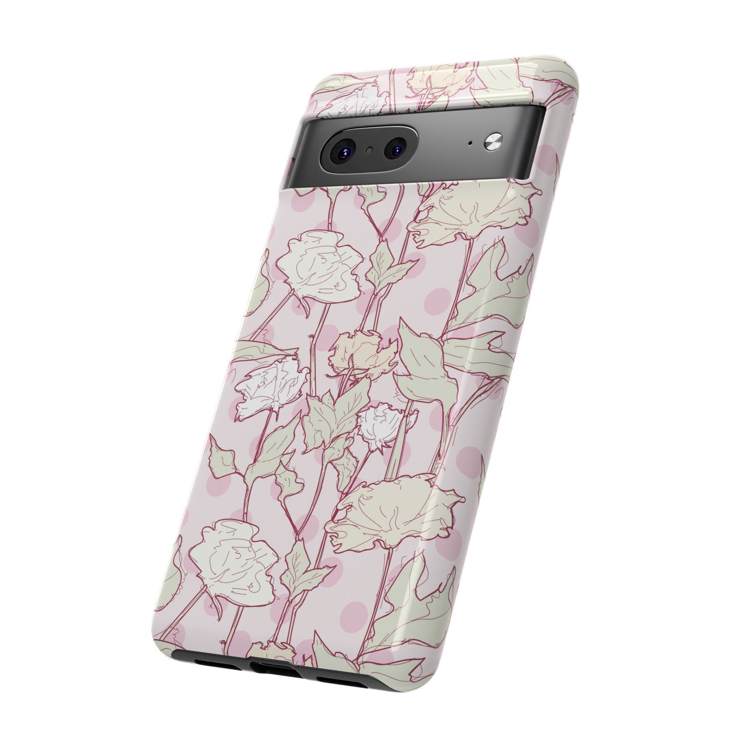 Roses and Dots in Pink Tough Cases for Google Pixel