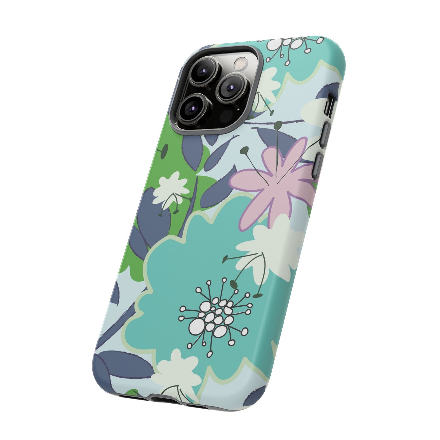 Mid Mod Floral in Blue and Green Tough Cases