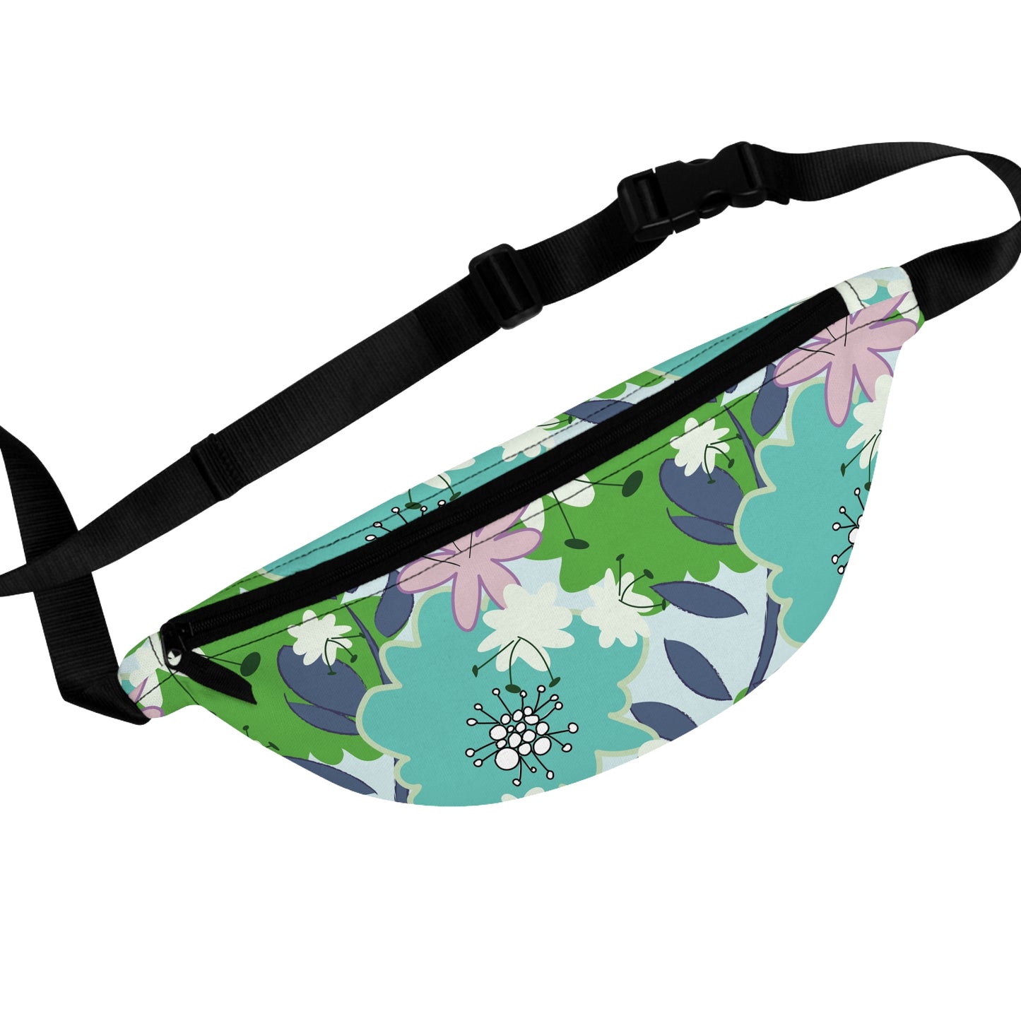 Mid Mod Floral in Blue and Green Fanny Pack