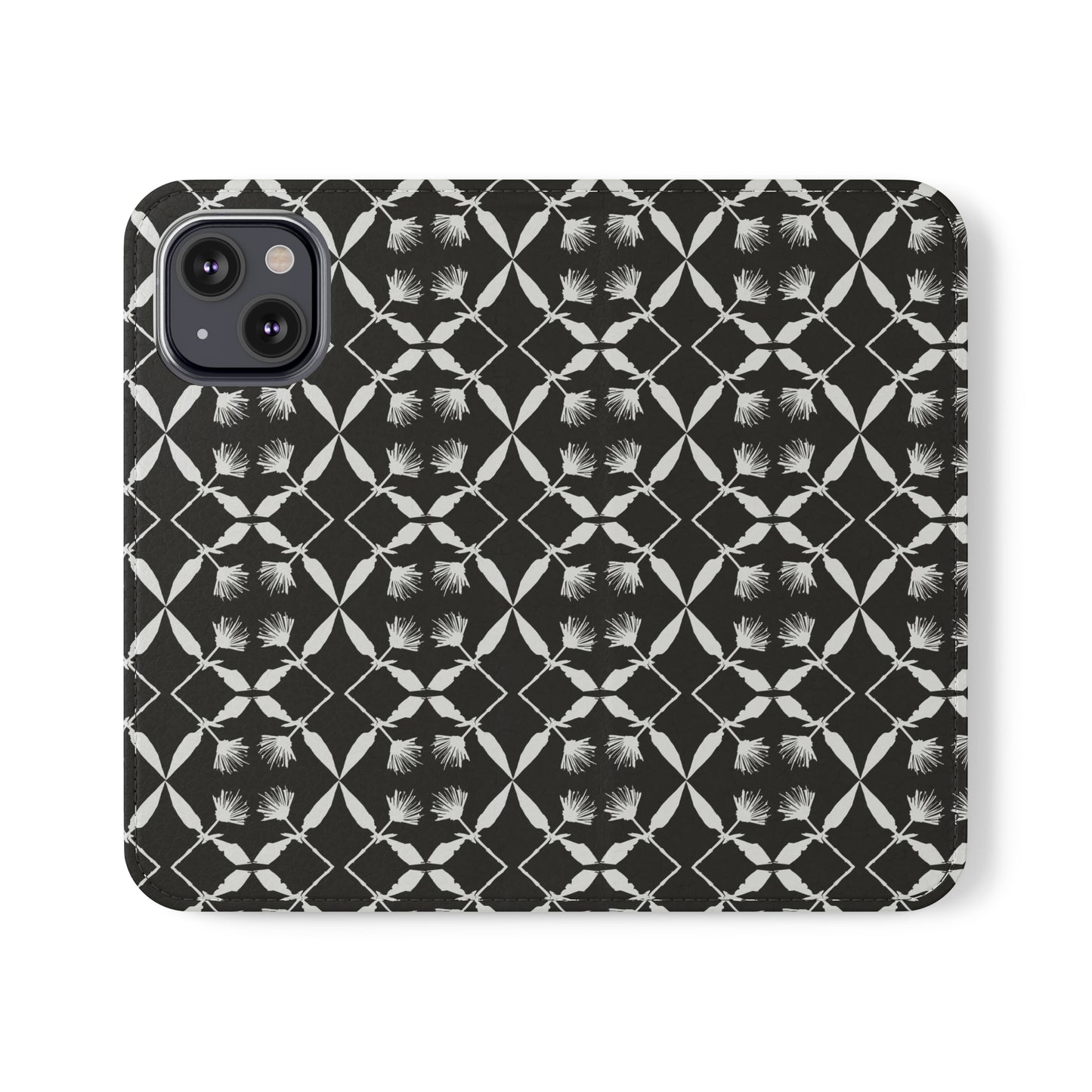 Black and White Floral Flip Cases for iPhone