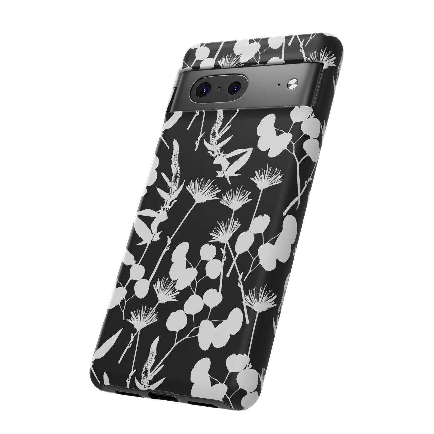 Black and White Floral Tough Cases for Google Pixel