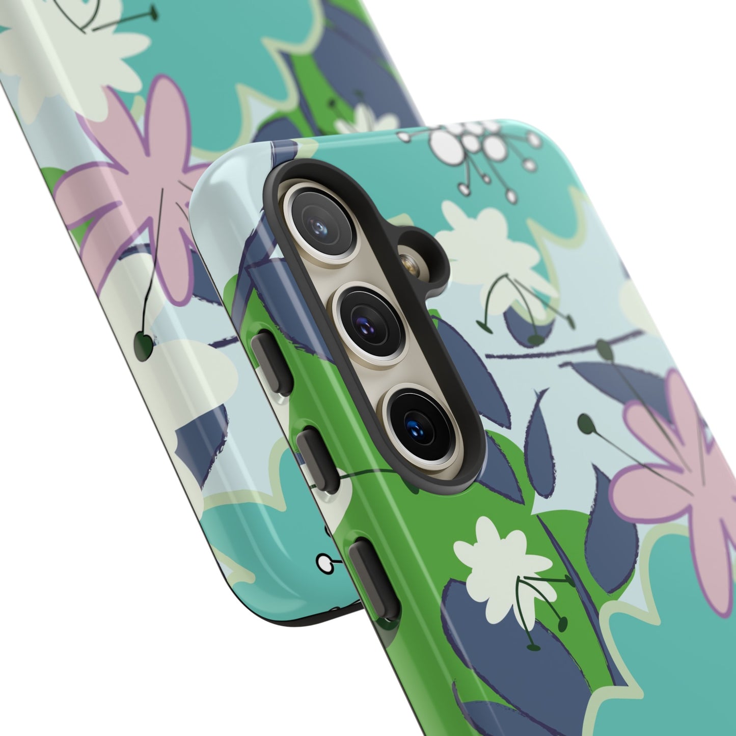 Mid Mod Floral in Blue and Green Tough Cases