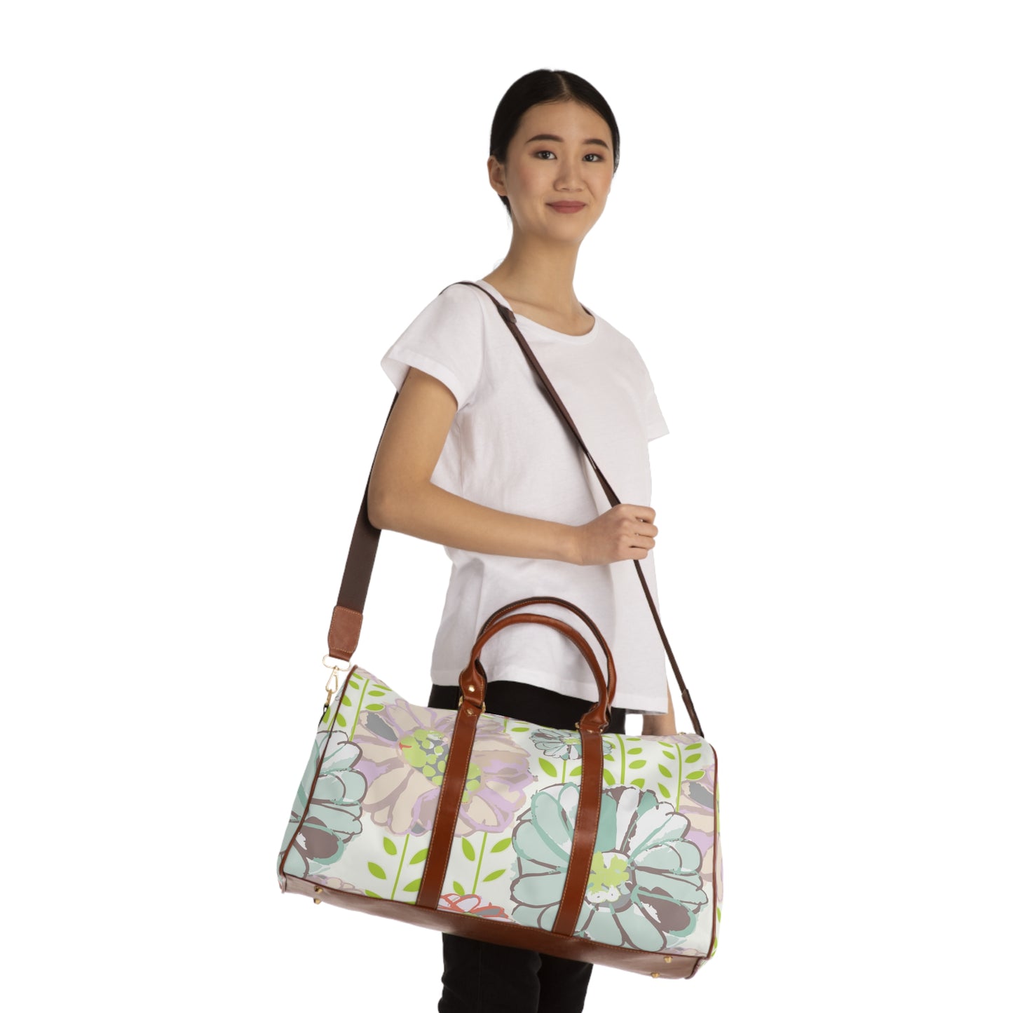 Soft Watercolor Floral Waterproof Travel Bag