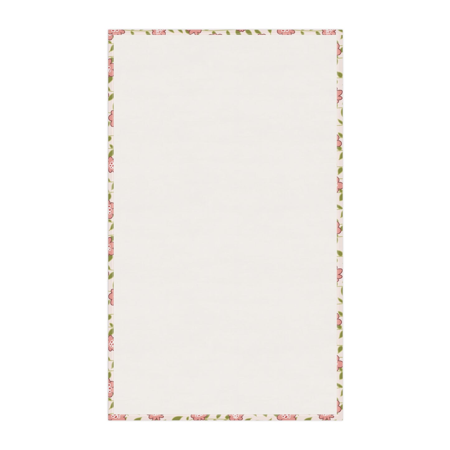 Coral Flowers on Cream Kitchen Towel