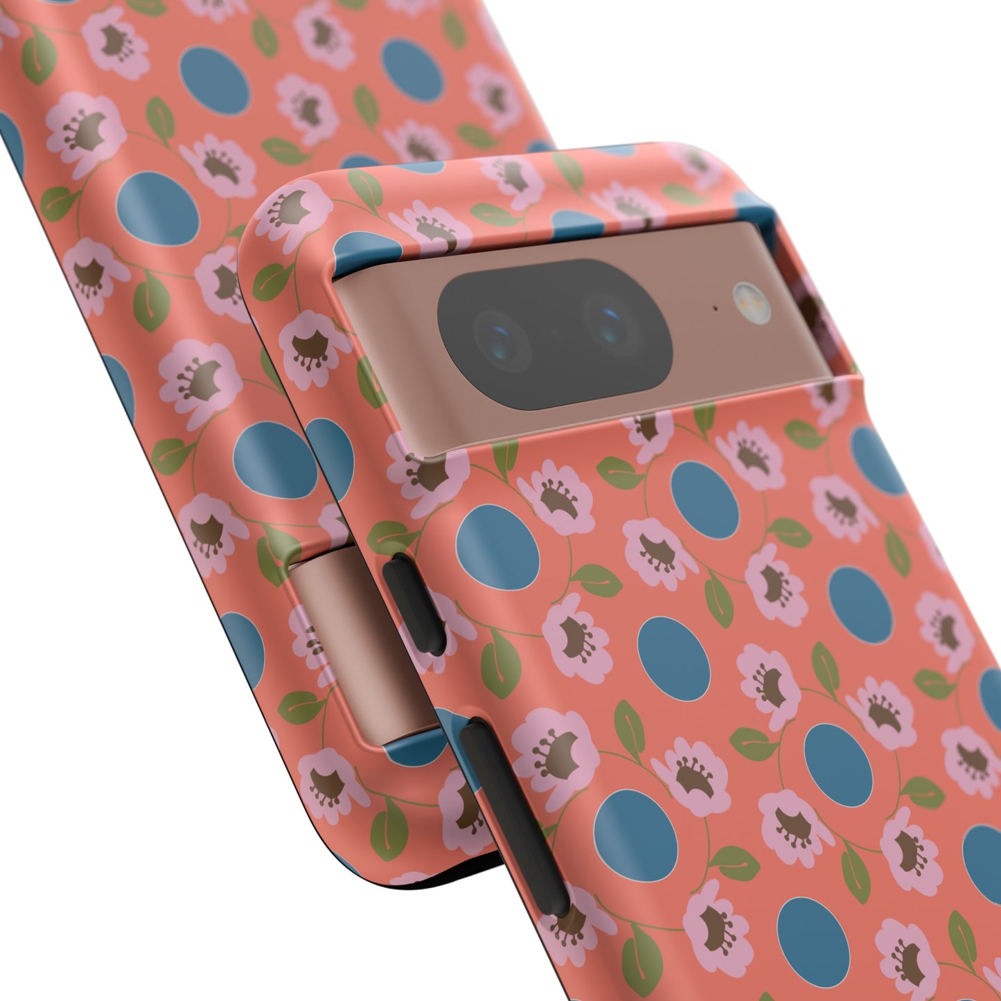 Wildflowers with Dots in Coral and Blue Tough Cases for Google Pixel