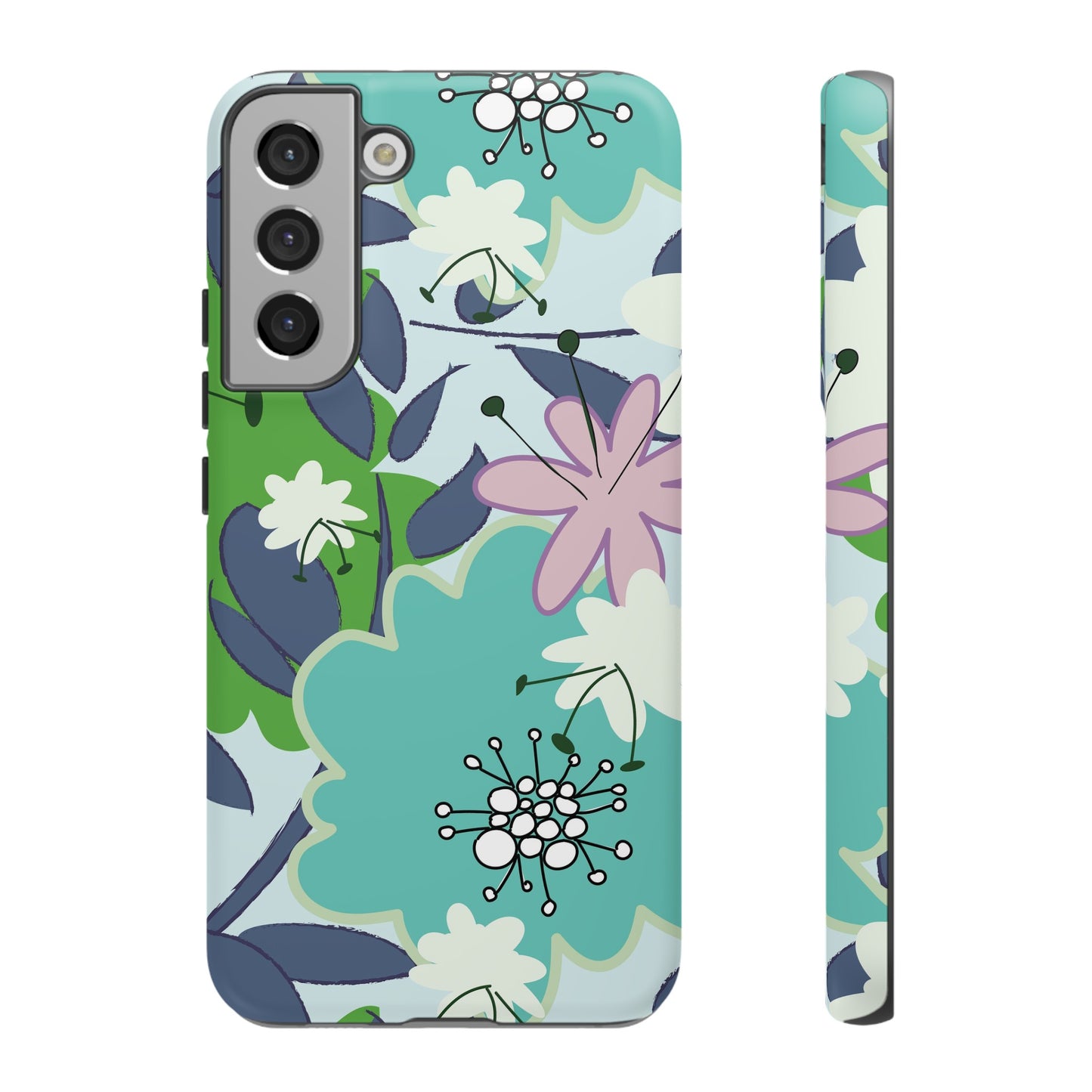 Mid Mod Floral in Blue and Green Tough Cases