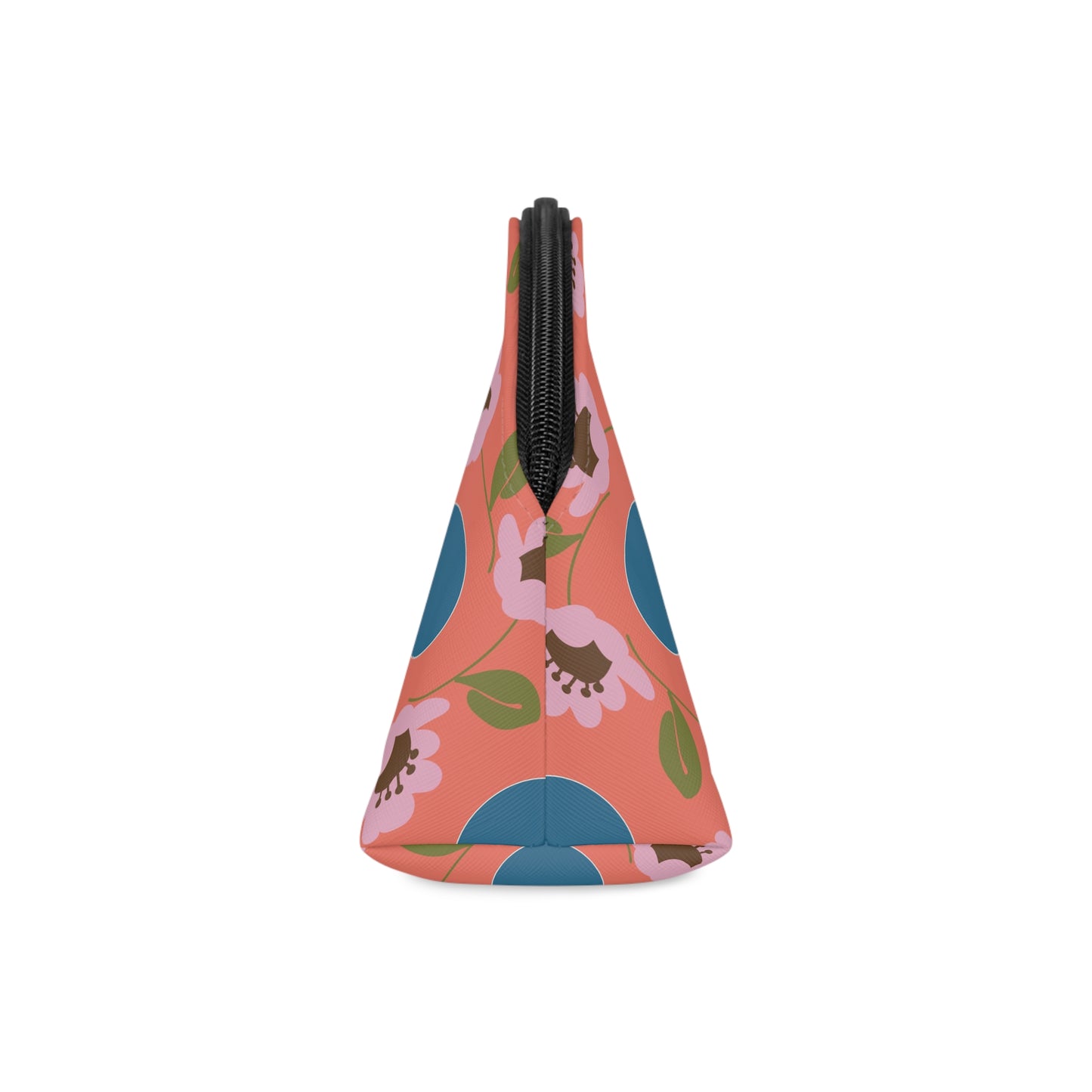 Wildflowers with Dots in Coral and Blue Makeup Bag