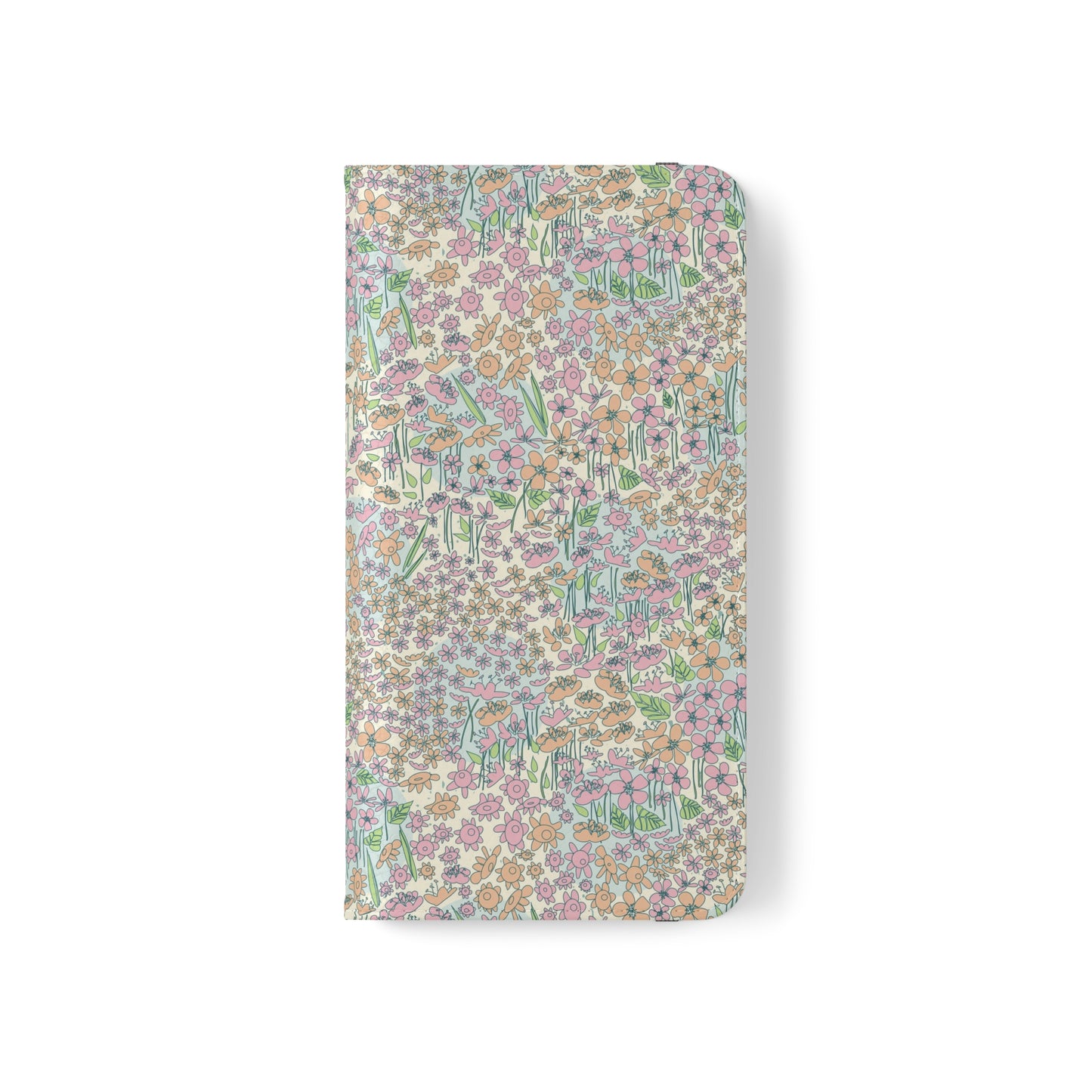 Orange and Pink Flowers on Blue Dot Flip Cases for Samsung