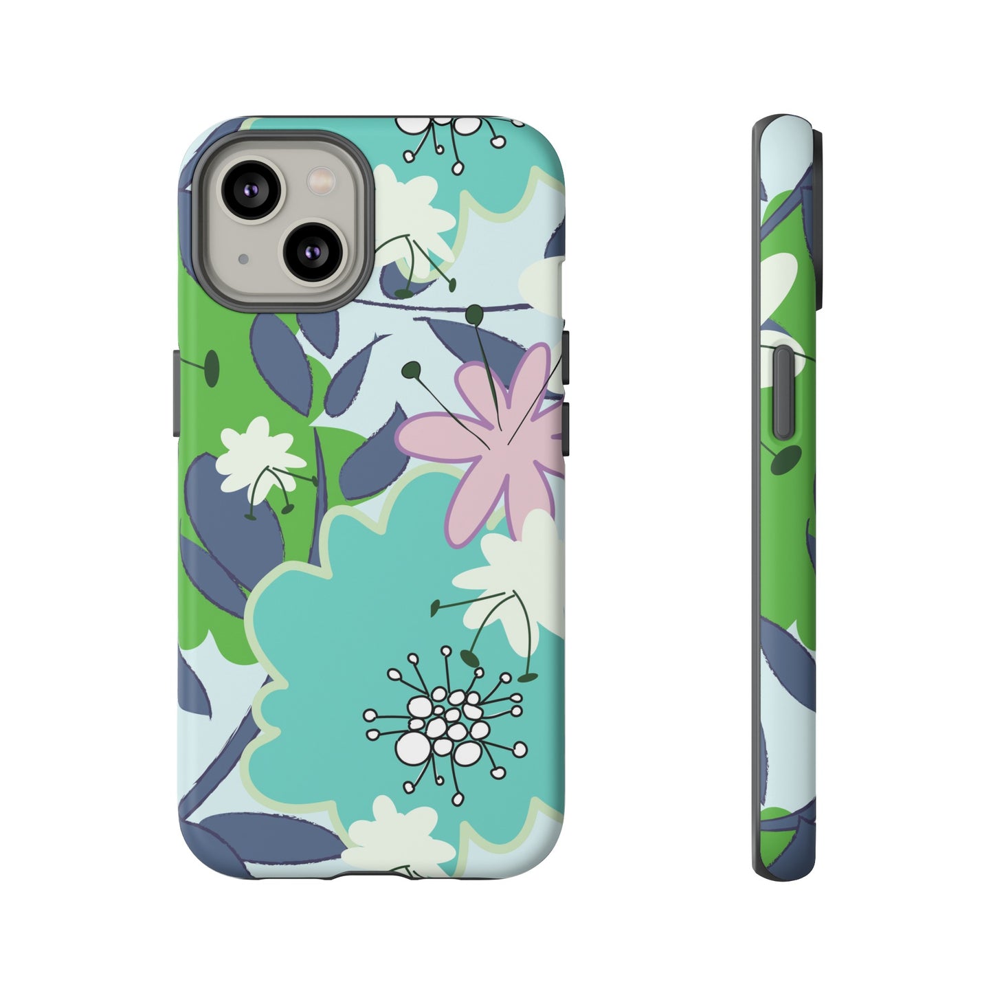 Mid Mod Floral in Blue and Green Tough Cases