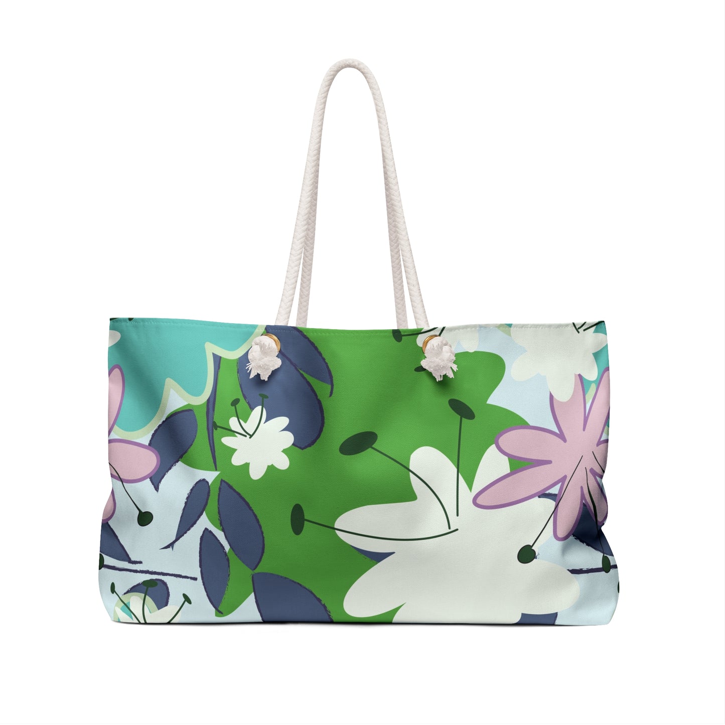 Mid Mod Floral in Blue and Green Weekender Bag