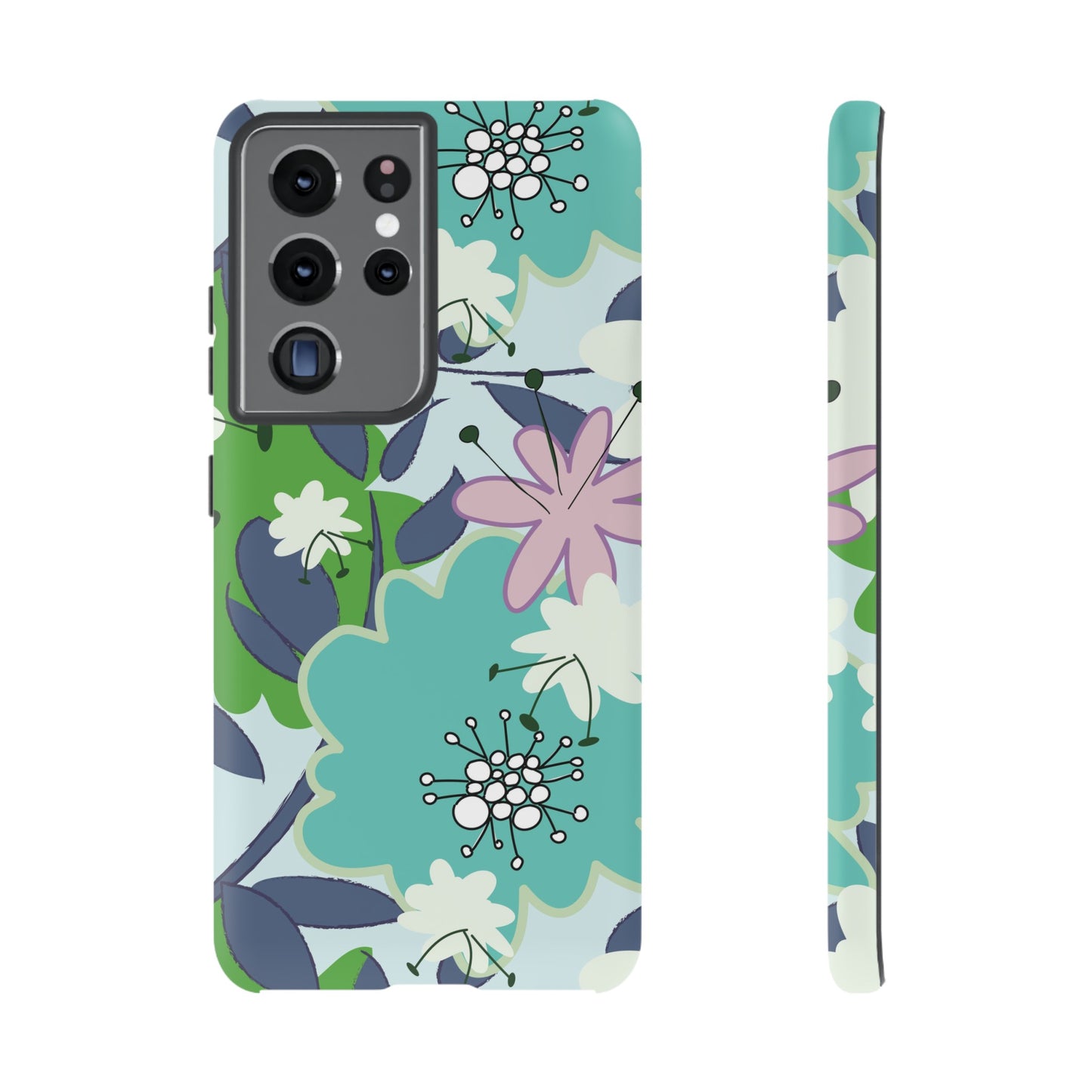 Mid Mod Floral in Blue and Green Tough Cases