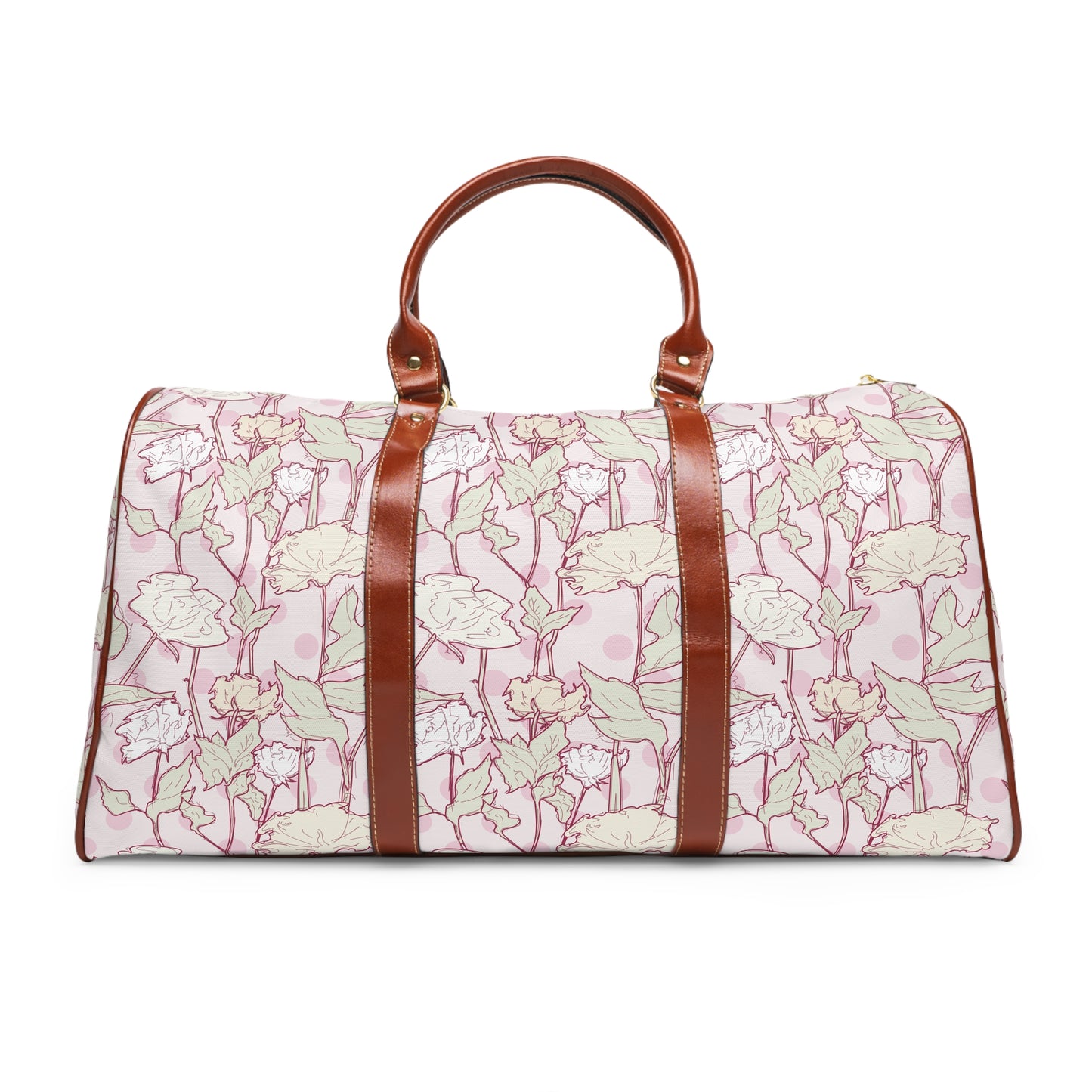 Roses and Dots in Pink Waterproof Travel Bag