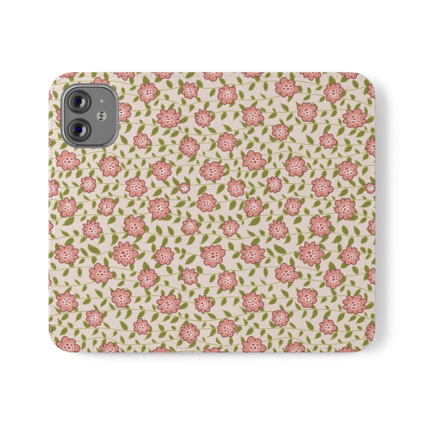 Coral Flowers on Cream Flip Cases for iPhone