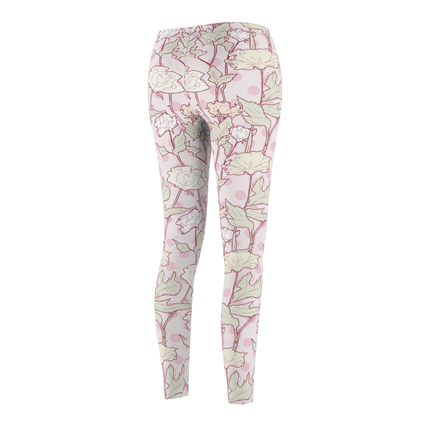 Roses and Dots in Pink Women's Casual Leggings