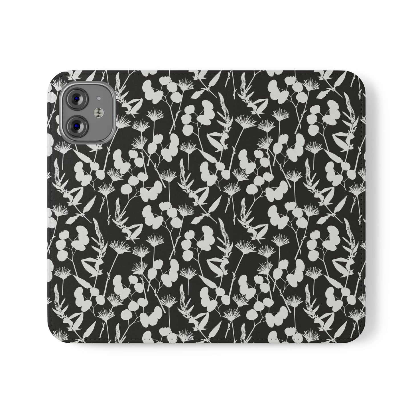 Black and White Floral Flip Cases for iPhone