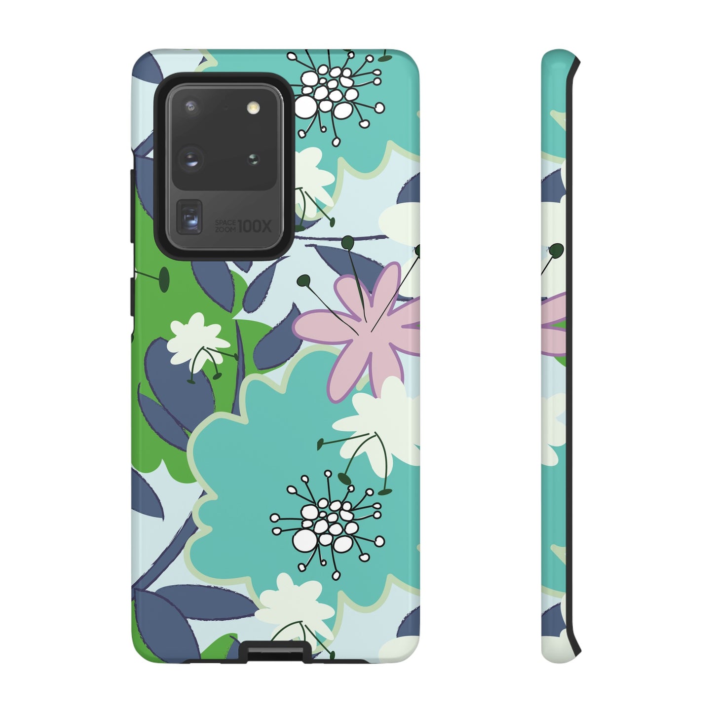 Mid Mod Floral in Blue and Green Tough Cases