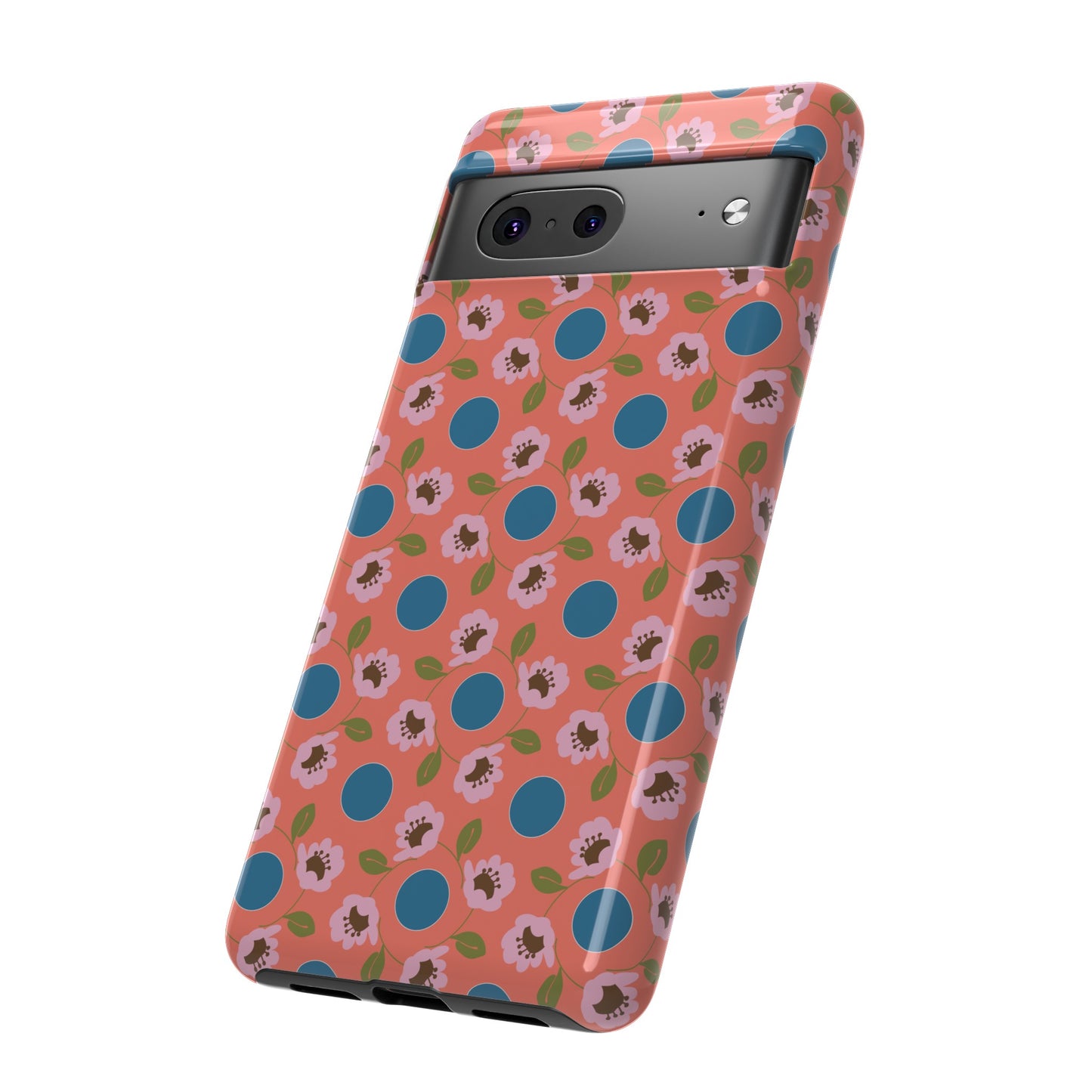 Wildflowers with Dots in Coral and Blue Tough Cases for Google Pixel