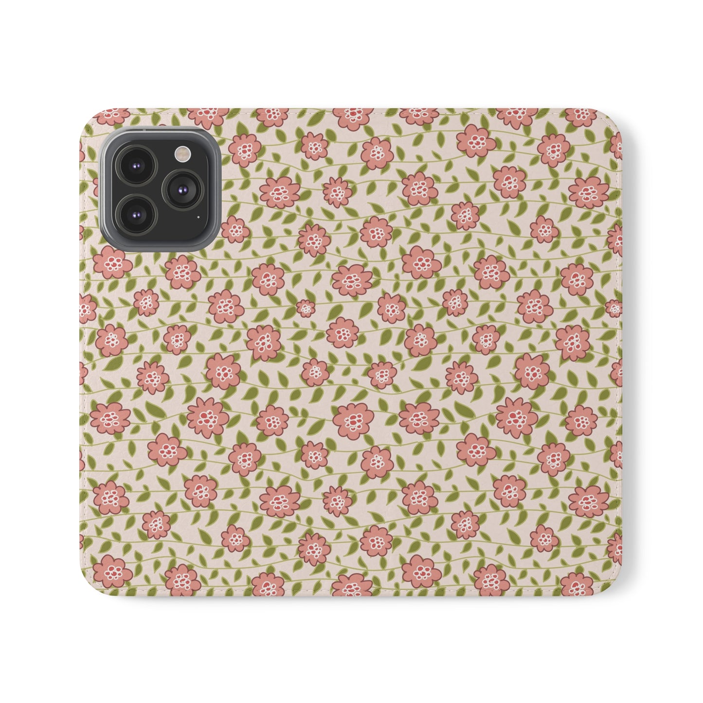 Coral Flowers on Cream Flip Cases for iPhone