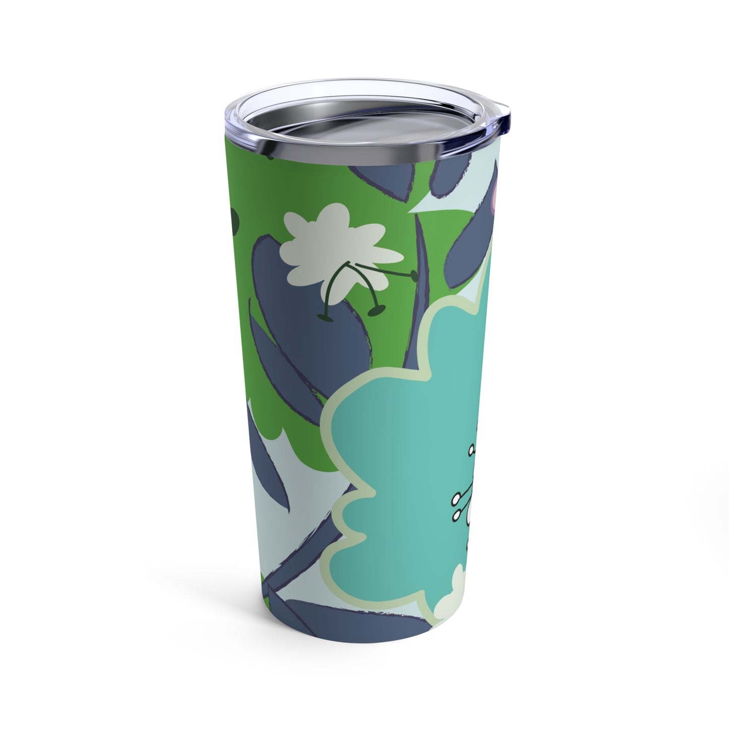 Mid Mod Floral in Blue and Green Tumbler 20oz