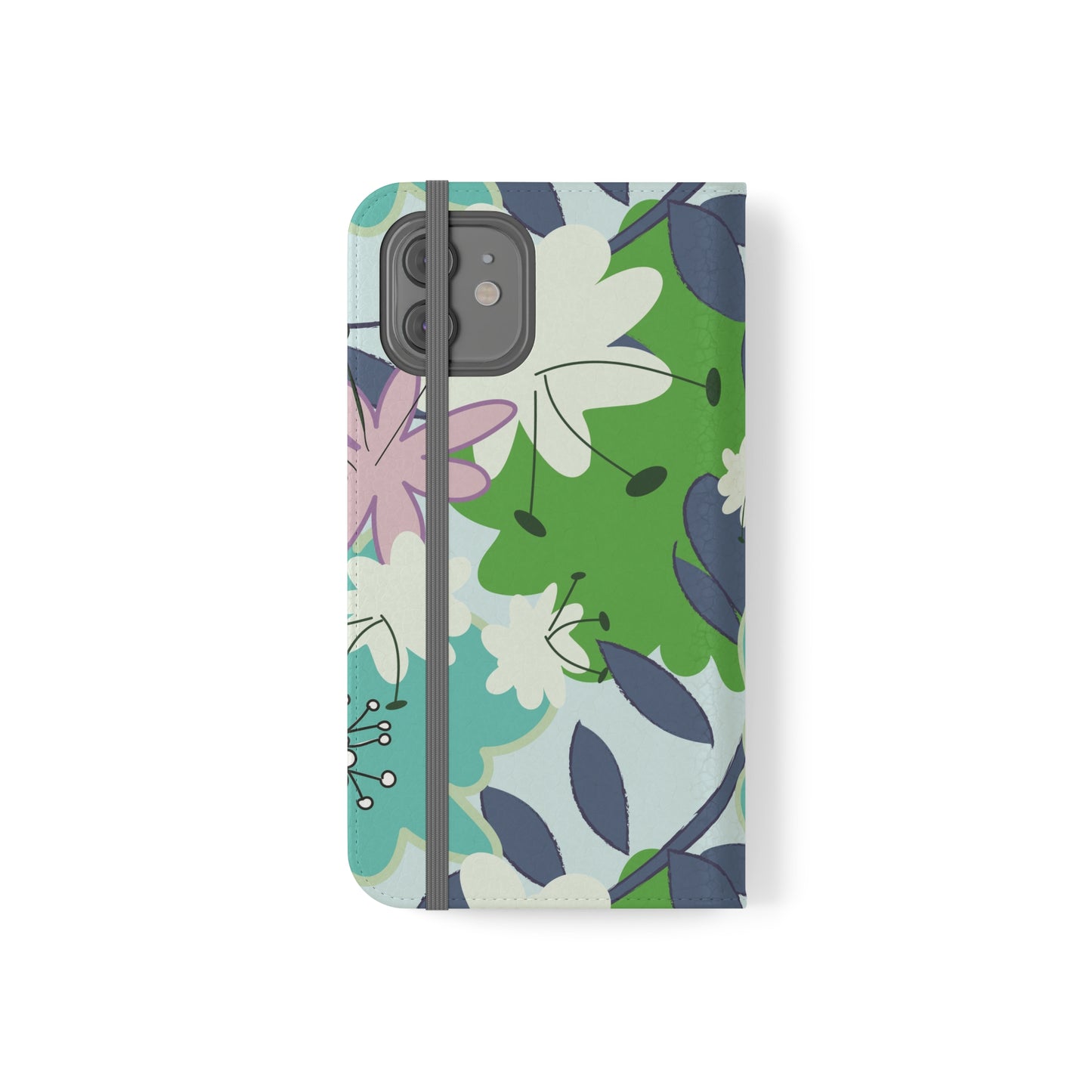 Mid Mod Floral in Blue and Green Flip Cases for iPhone