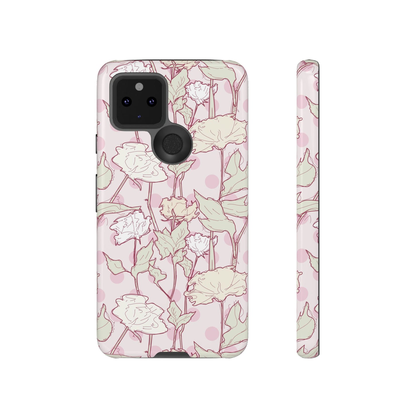 Roses and Dots in Pink Tough Cases for Google Pixel