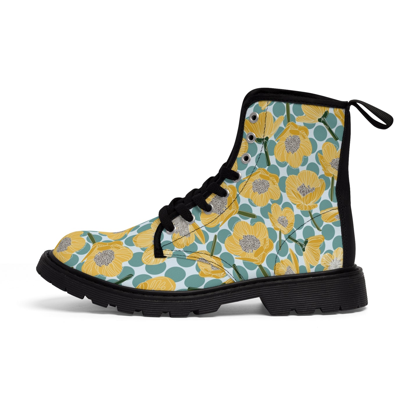 Buttercups and polka dots Women's Canvas Boots