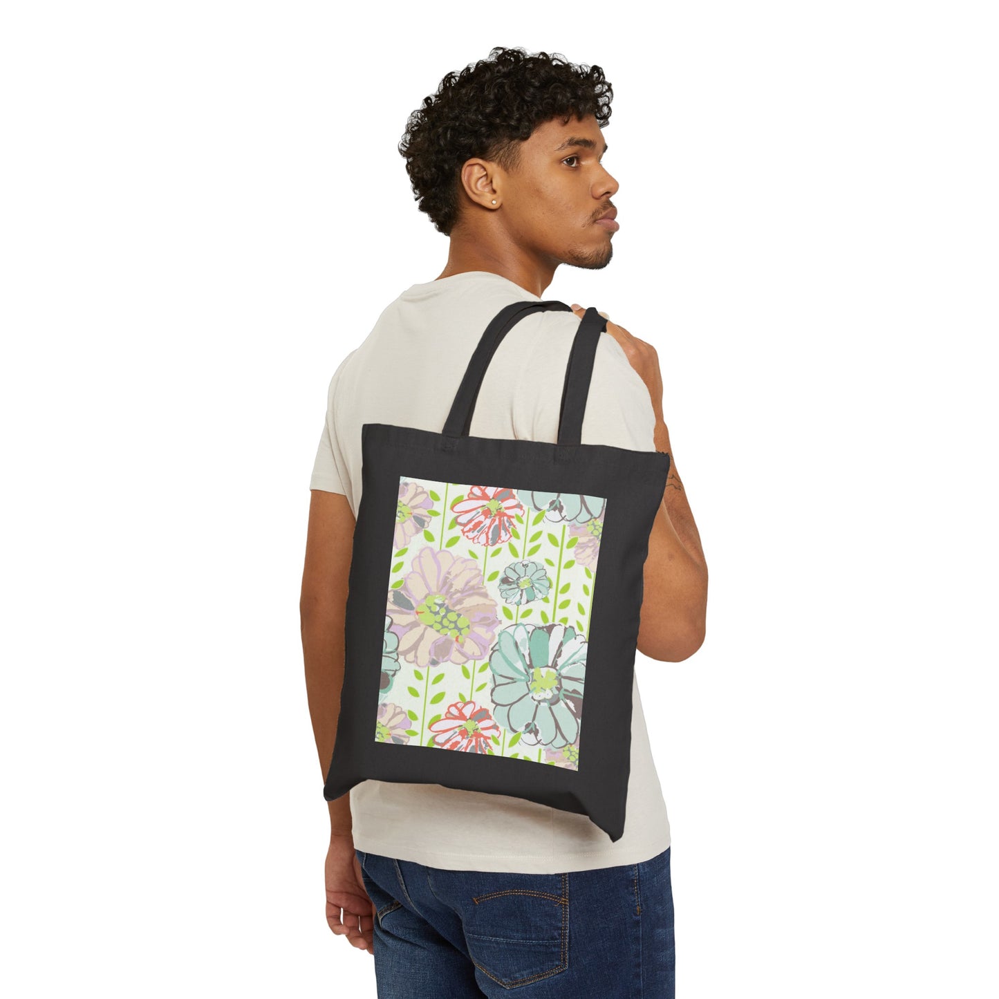 Soft Watercolor Floral Cotton Canvas Tote Bag