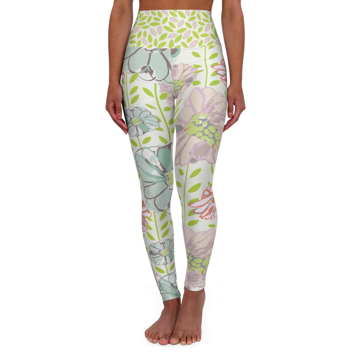 Soft Watercolor Floral High Waisted Yoga Leggings