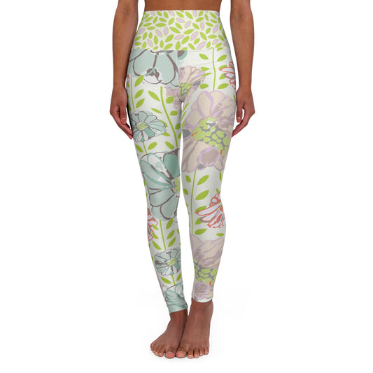 Soft Watercolor Floral High Waisted Yoga Leggings