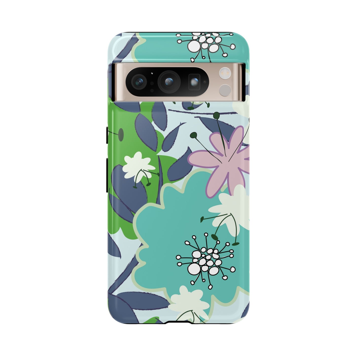 Mid Mod Floral in Blue and Green Tough Cases