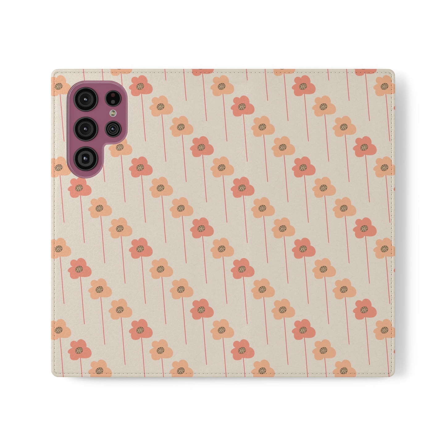 Peach Wildflowers on Cream Flip Cases for Samsung