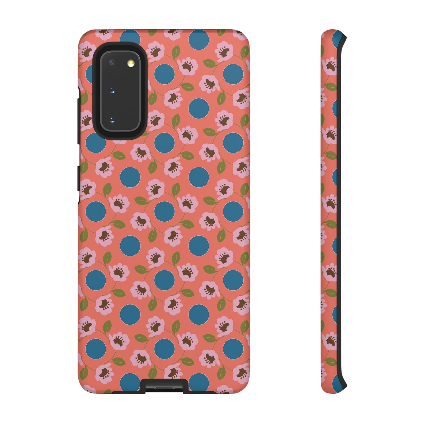 Wildflowers with Dots in Coral and Blue Tough Cases for Samsung