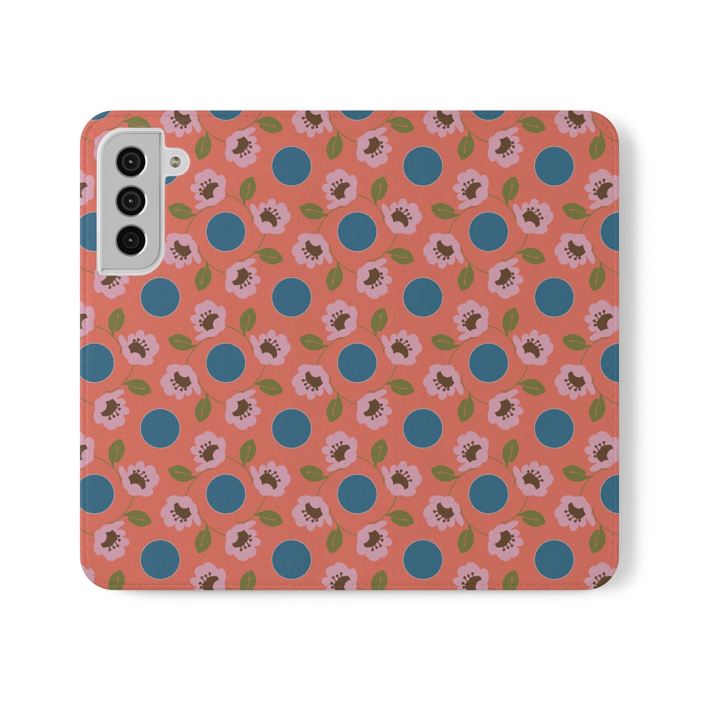 Wildflowers with Dots in Blue and Green Flip Cases for Samsung