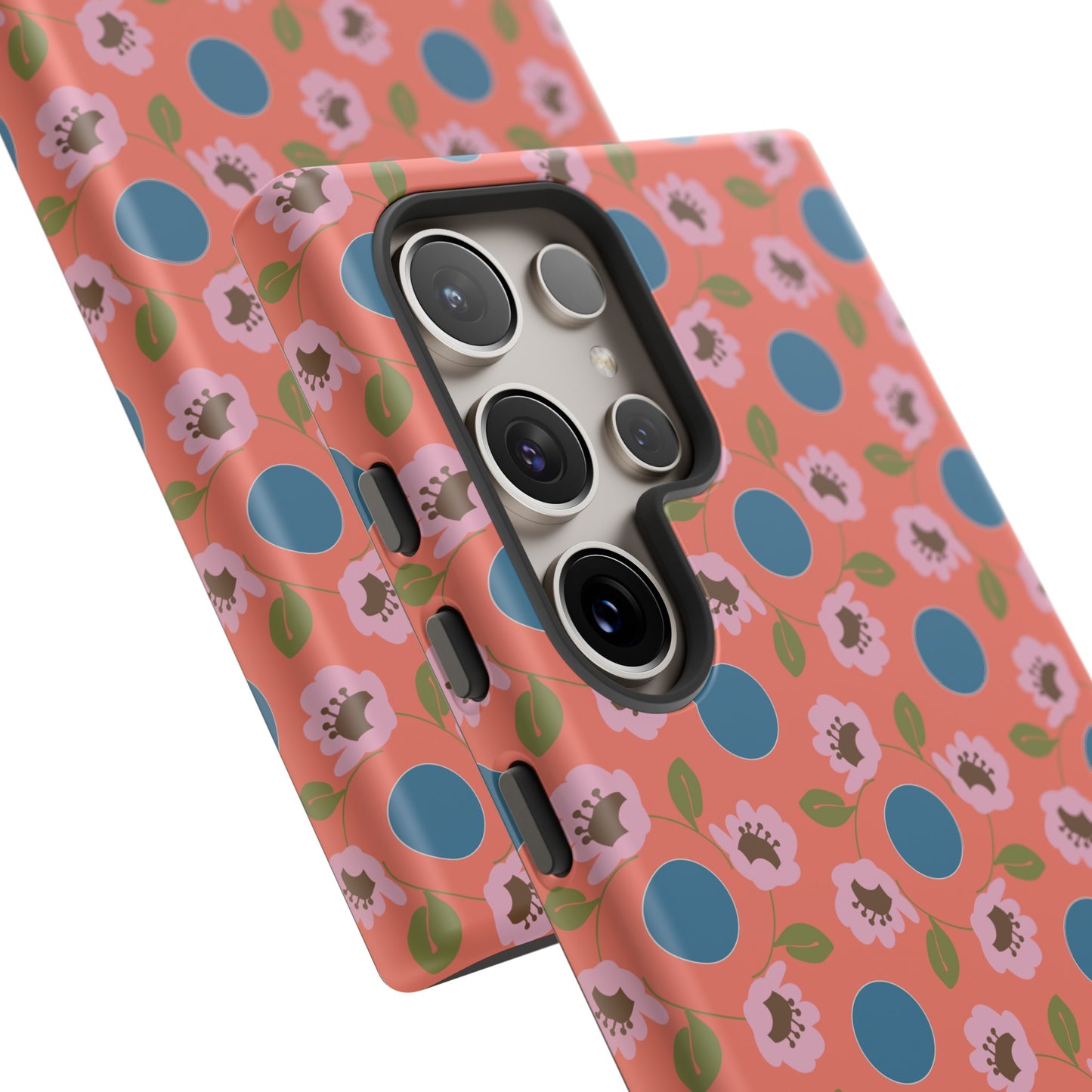 Wildflowers with Dots in Coral and Blue Tough Cases for Samsung