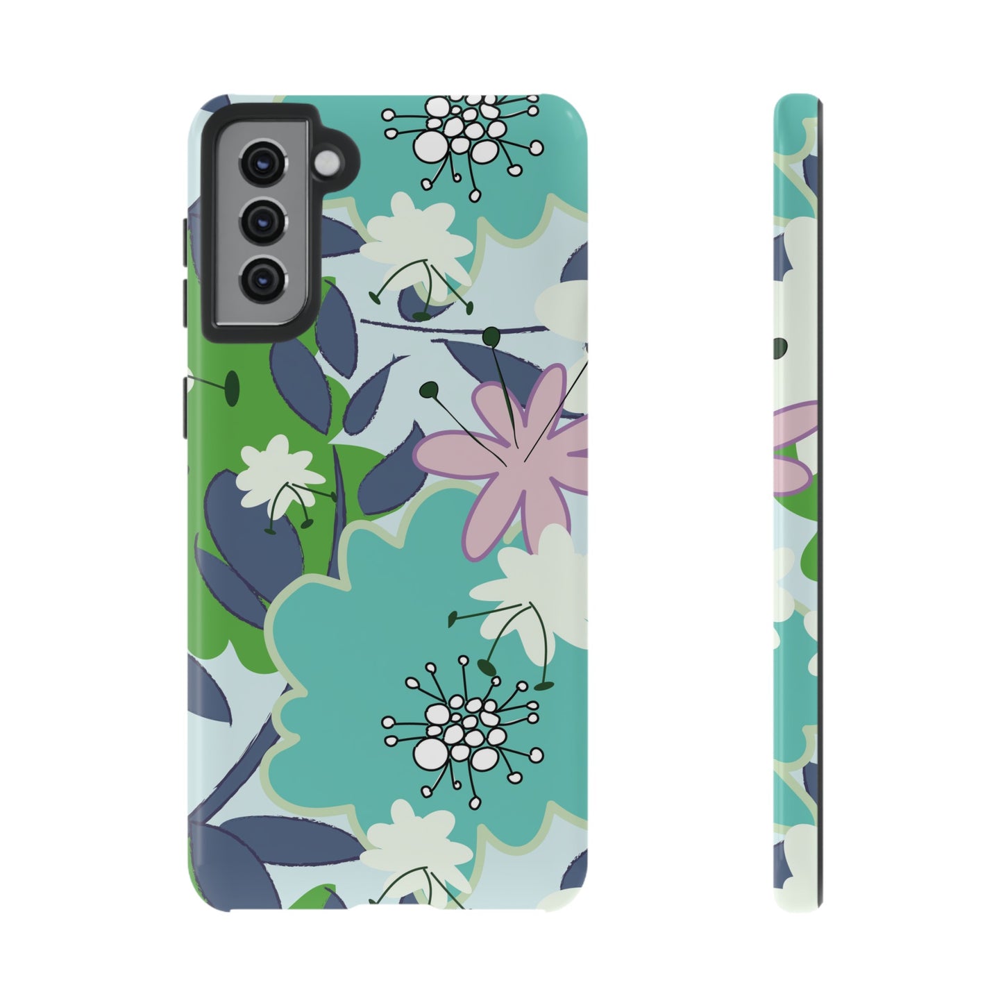 Mid Mod Floral in Blue and Green Tough Cases