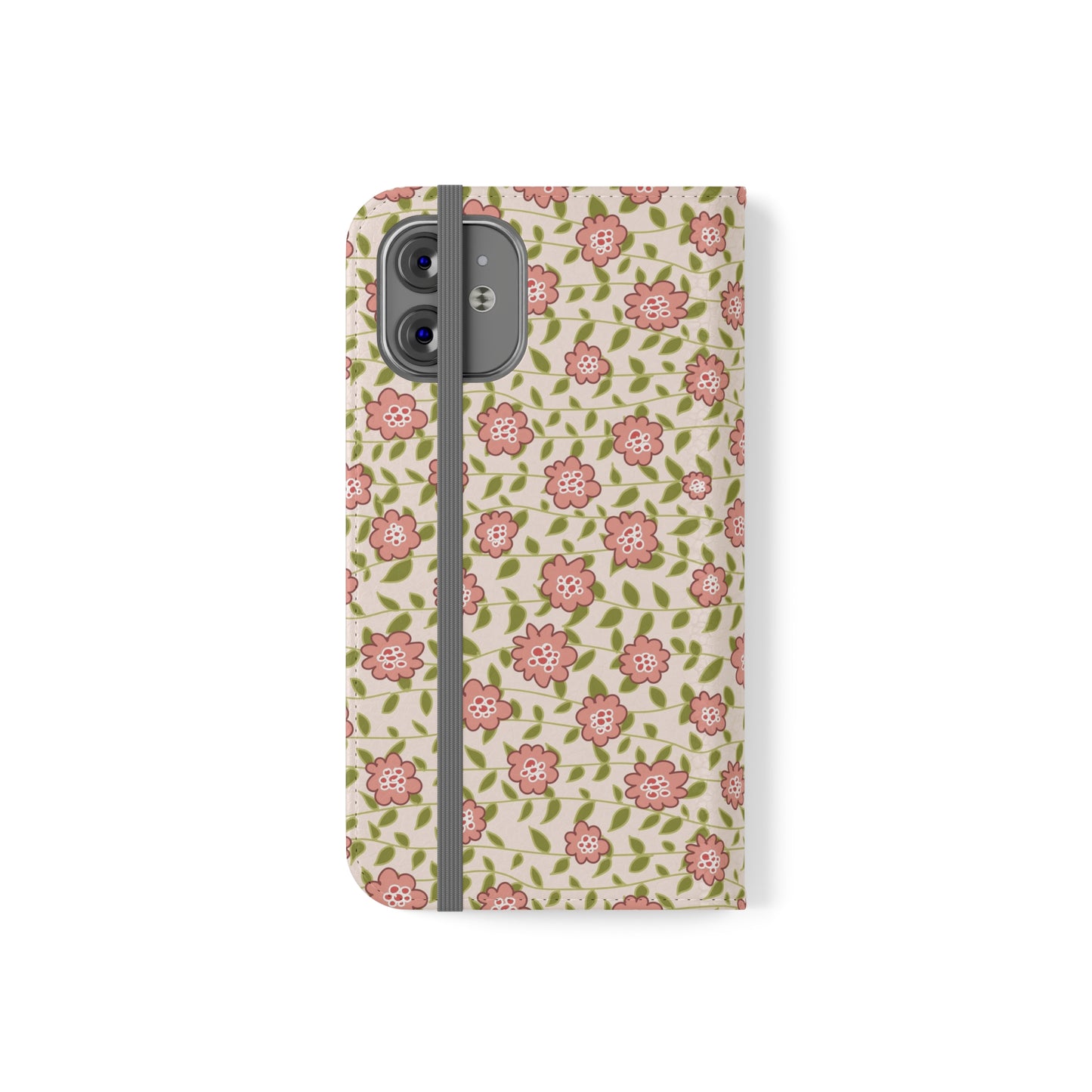 Coral Flowers on Cream Flip Cases for iPhone