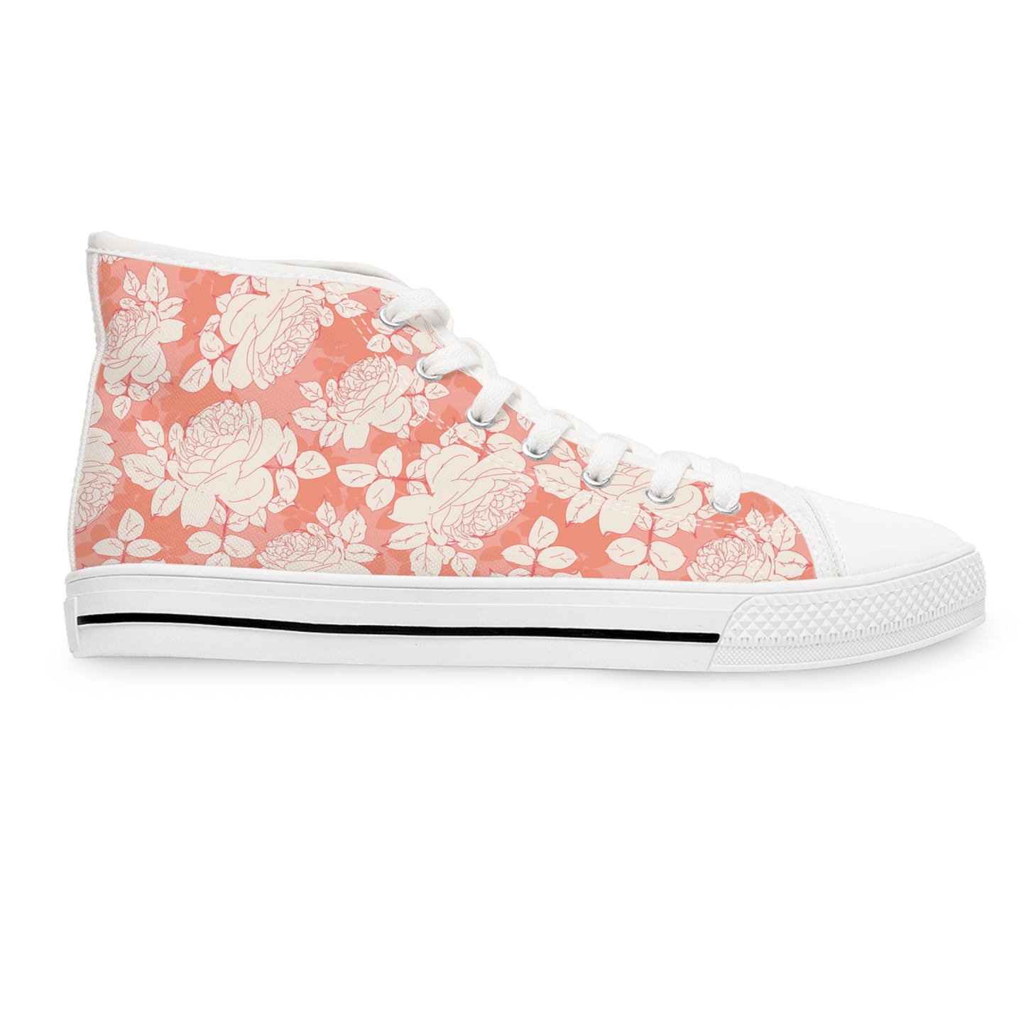 Peach and Cream Roses Women's High Top Sneakers