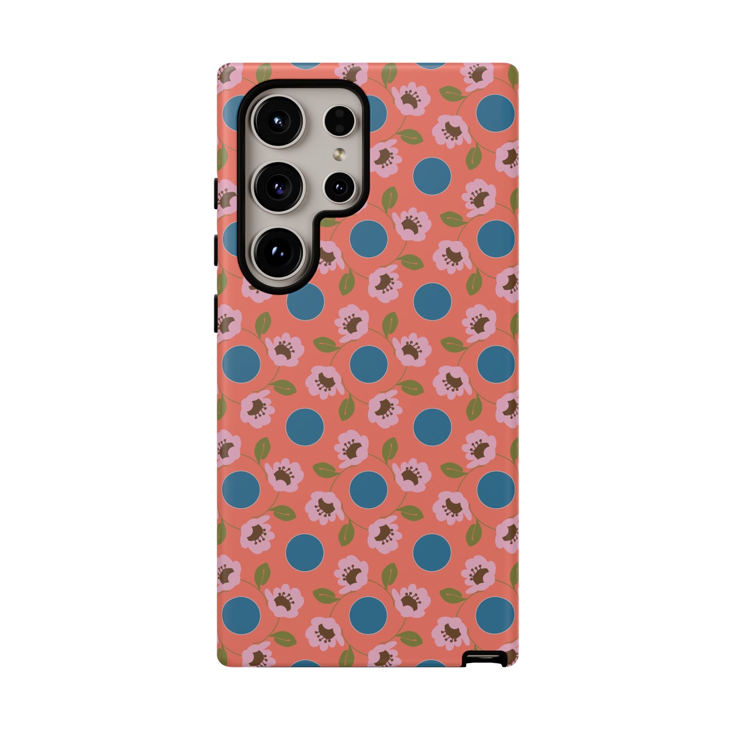 Wildflowers with Dots in Coral and Blue Tough Cases for Samsung