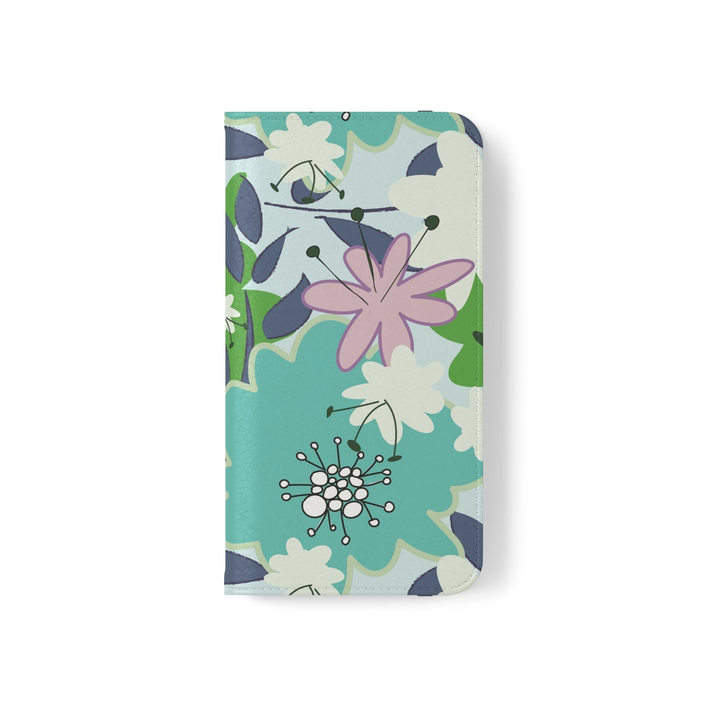 Mid Mod Floral in Blue and Green Flip Cases for iPhone