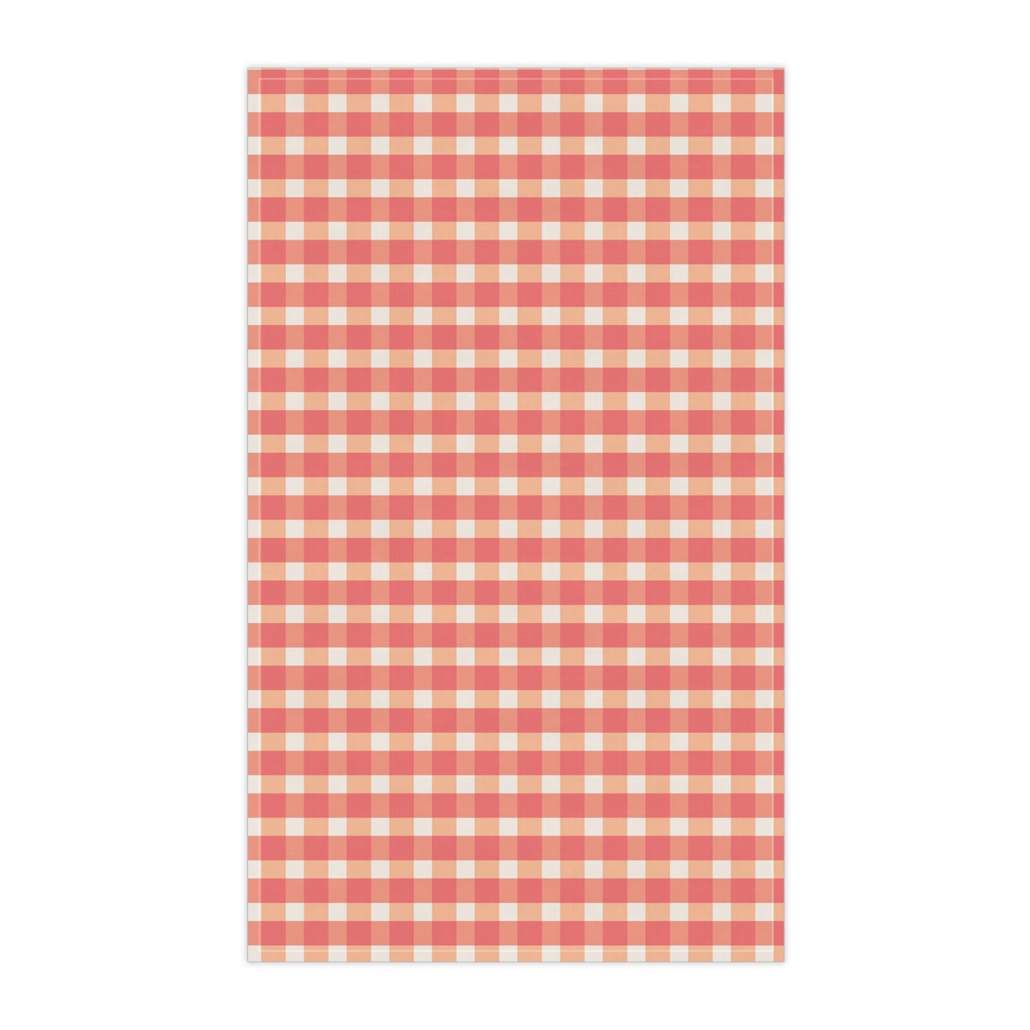 Peach and Cream Simple Gingham Check Kitchen Towel