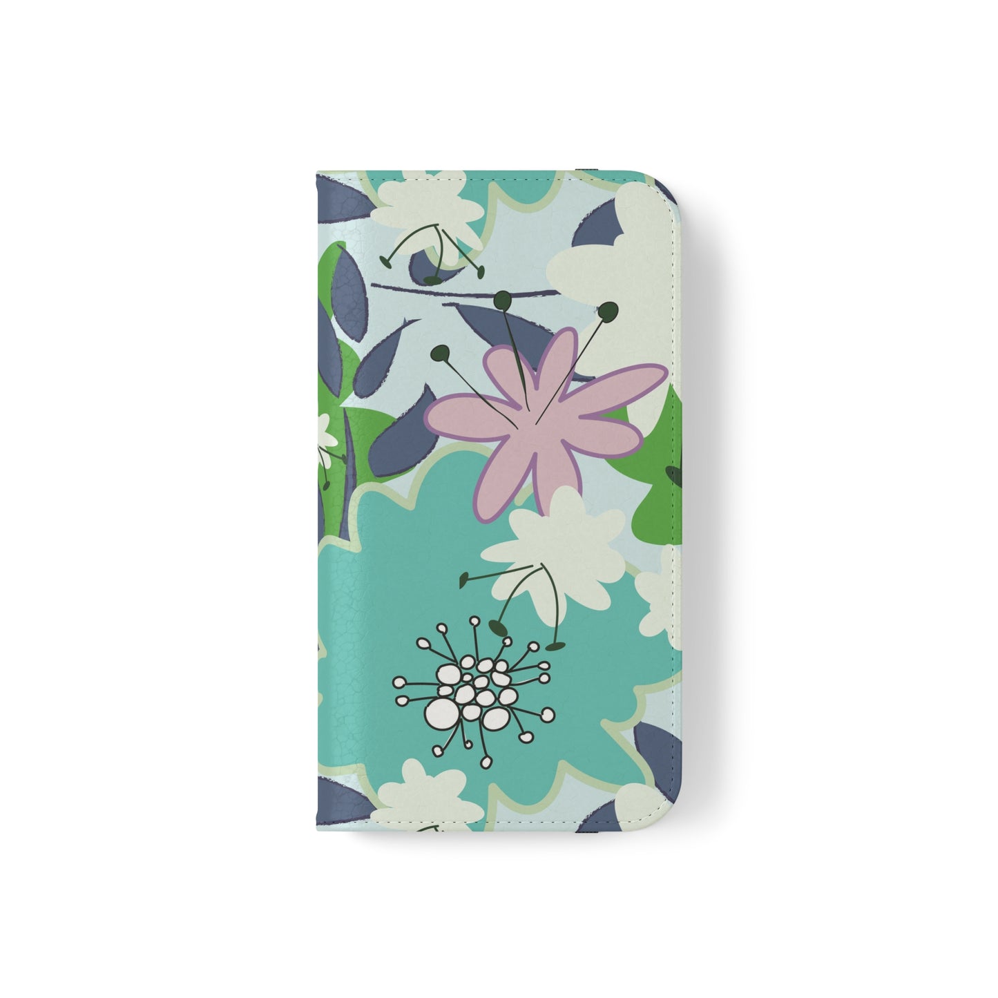 Mid Mod Floral in Blue and Green Flip Cases for iPhone