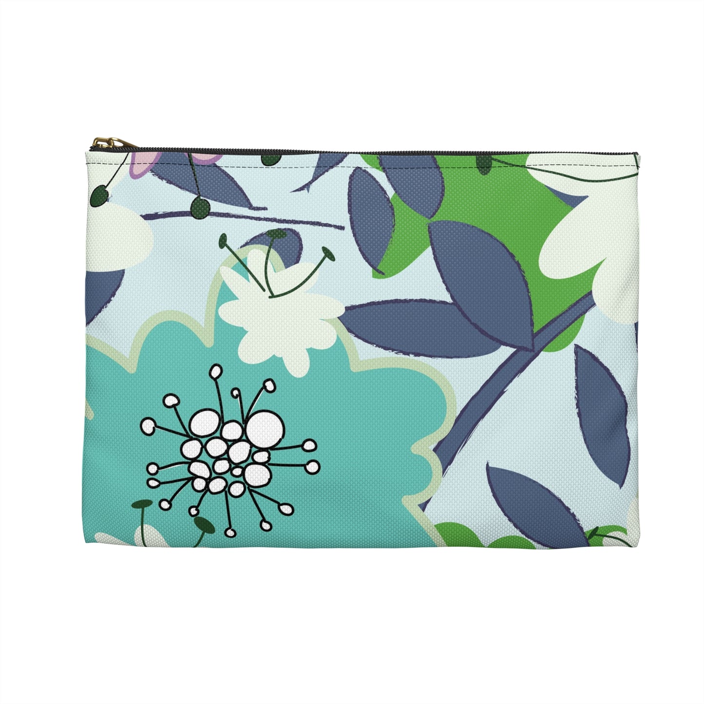 Mid Mod Floral in Blue and Green Accessory Pouch