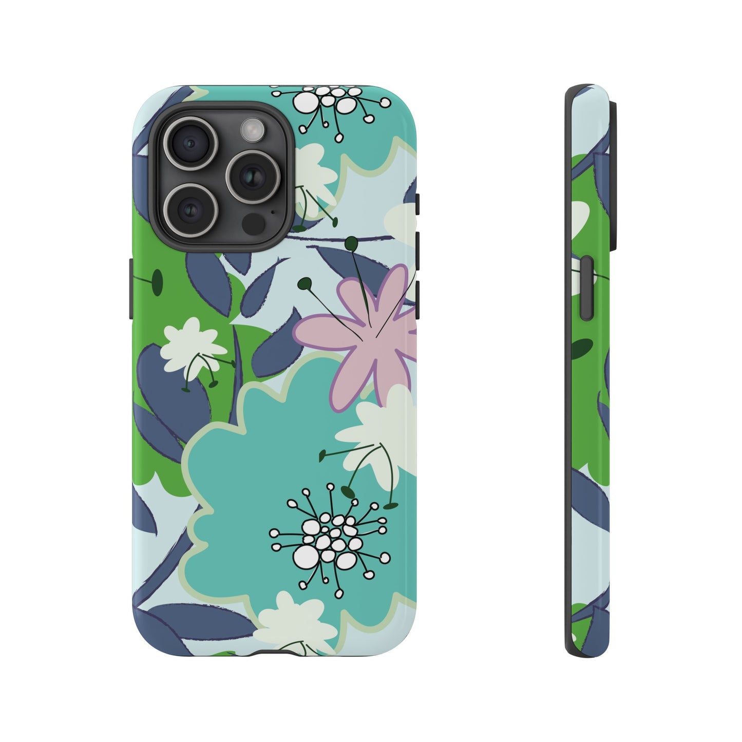 Mid Mod Floral in Blue and Green Tough Cases