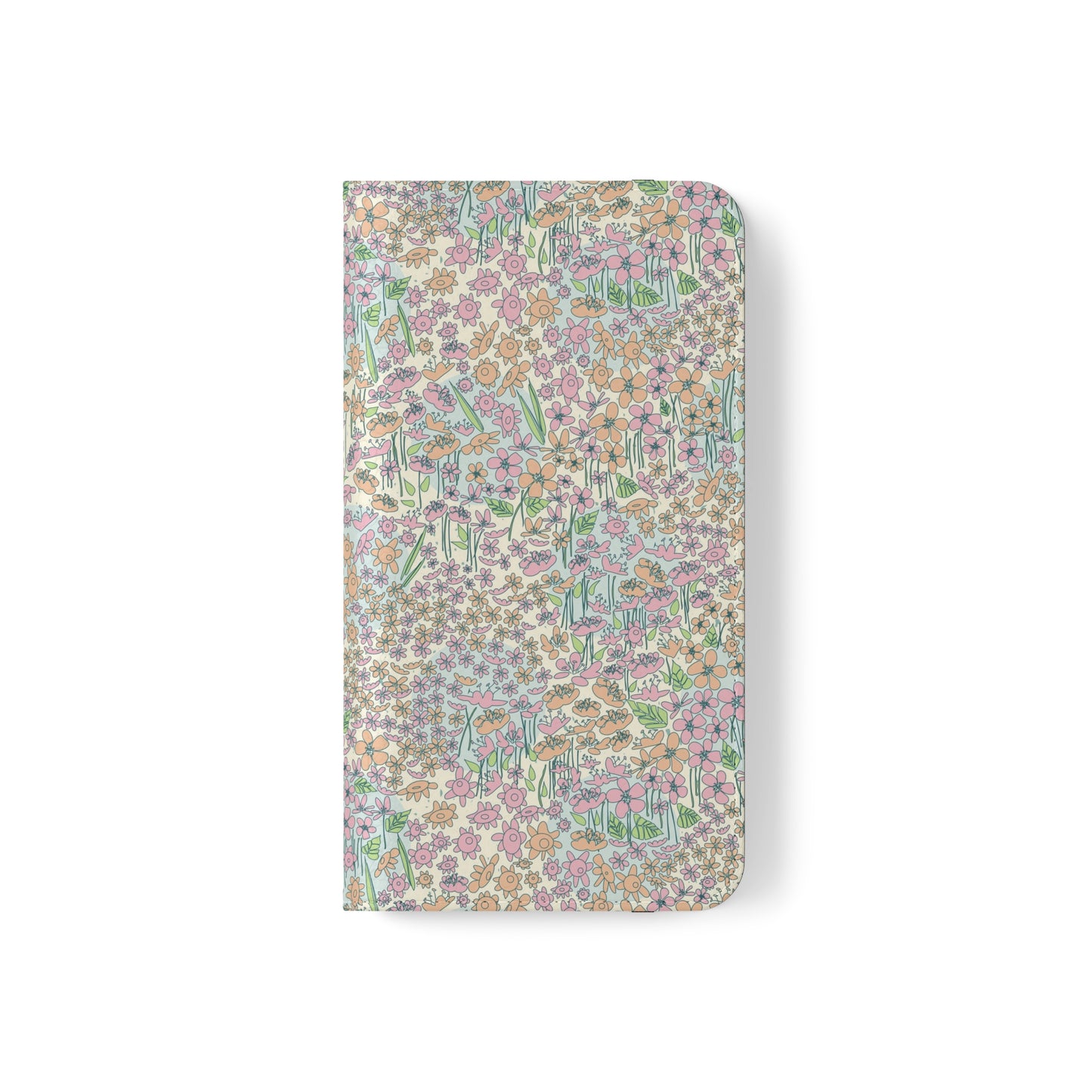 Orange and Pink Flowers on Blue Dot Flip Cases for Samsung