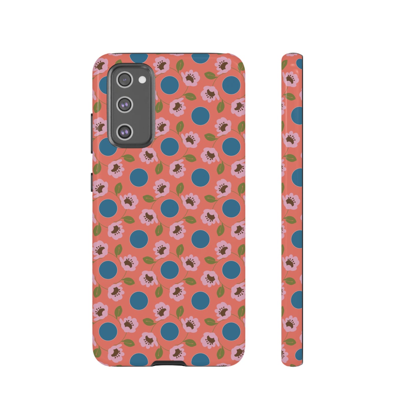 Wildflowers with Dots in Coral and Blue Tough Cases for Samsung