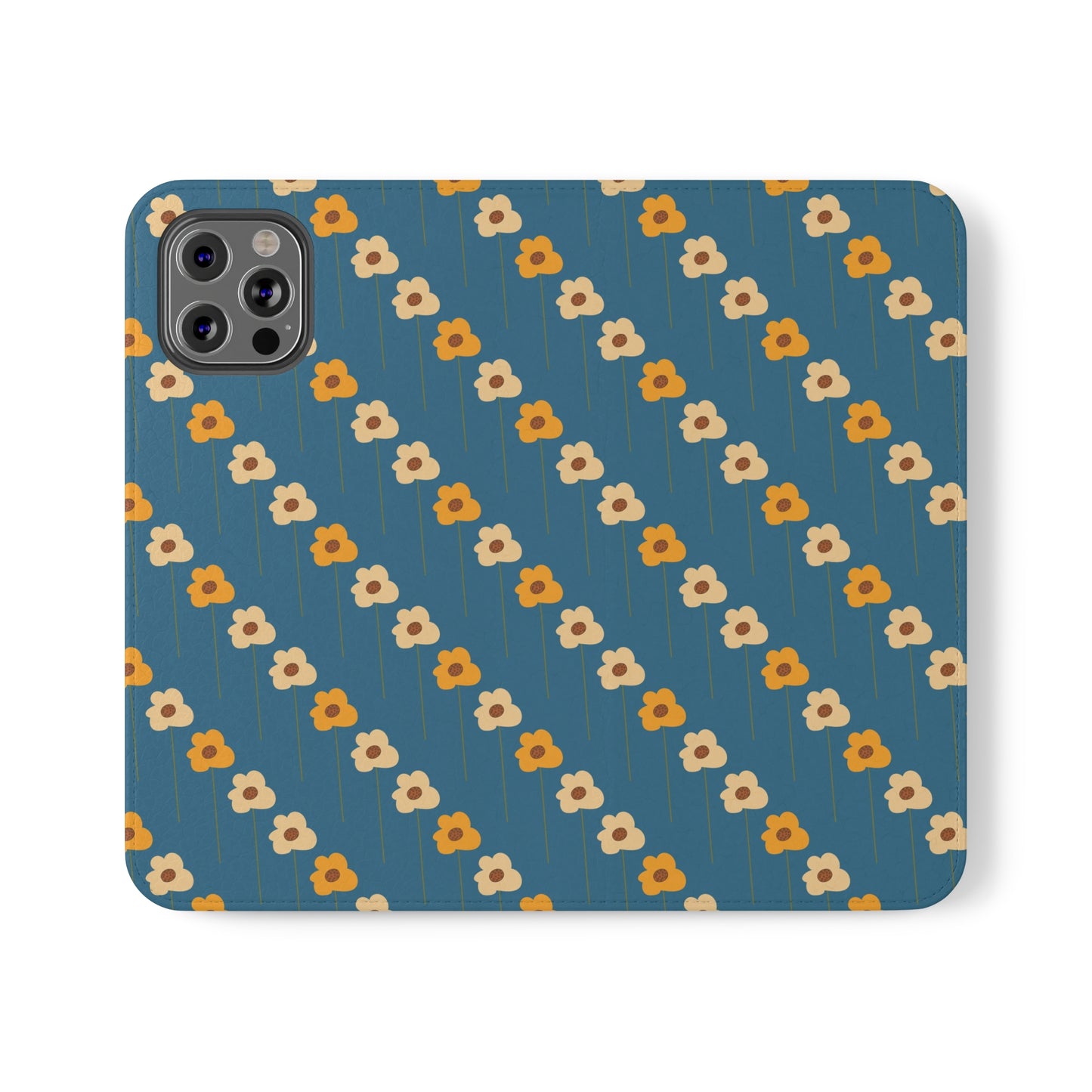 Yellow Wildflowers on Blue Flip Cases for iPhone