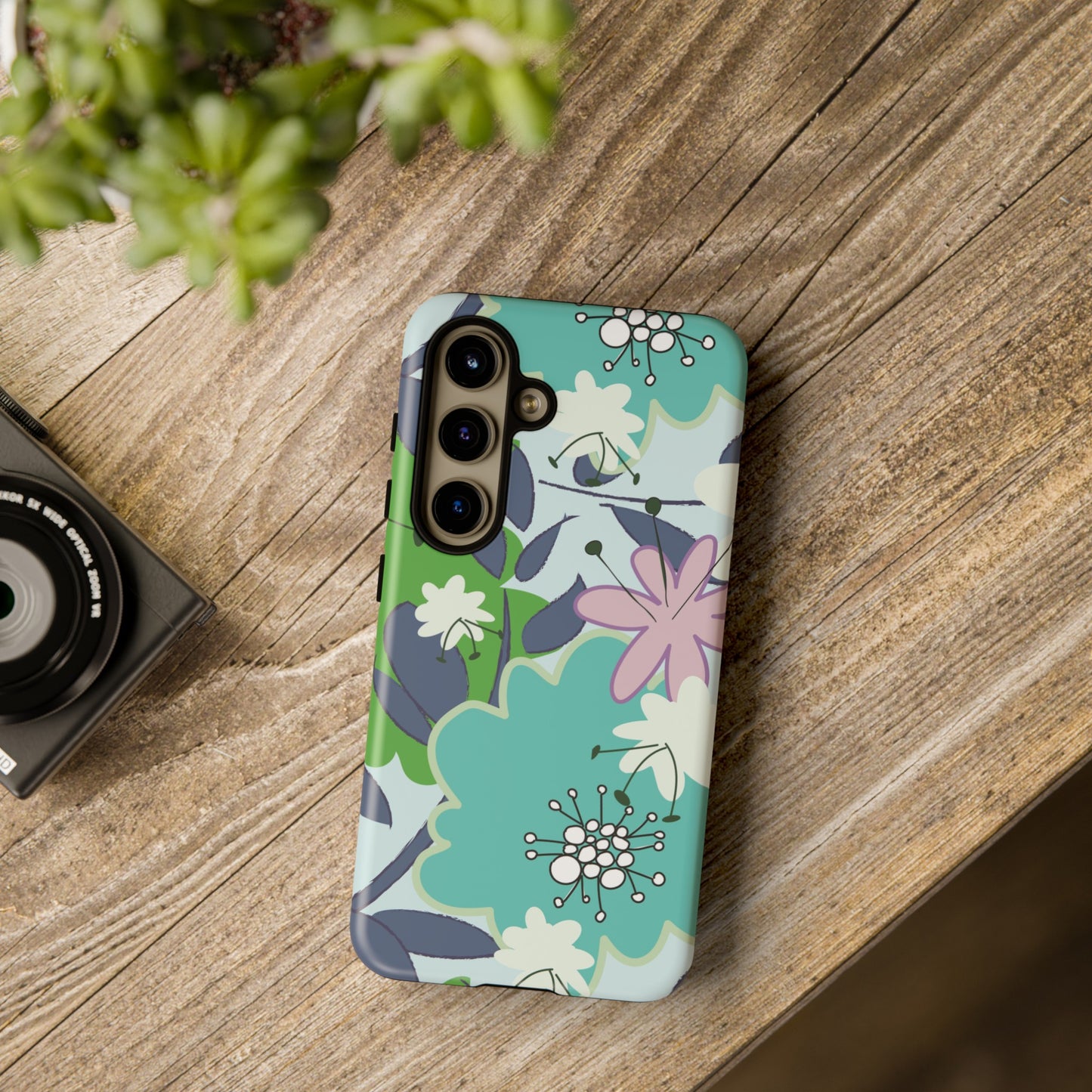 Mid Mod Floral in Blue and Green Tough Cases