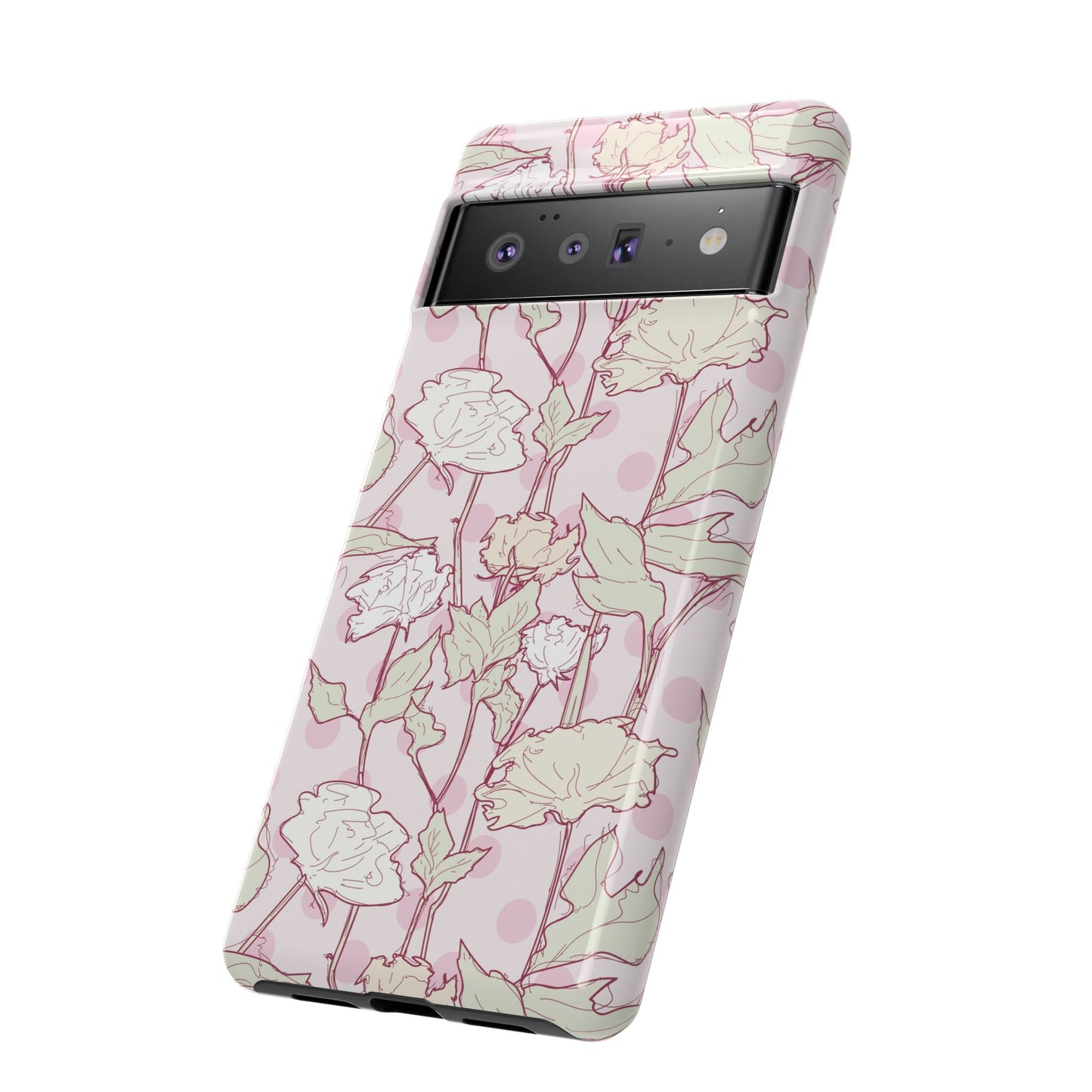 Roses and Dots in Pink Tough Cases for Google Pixel