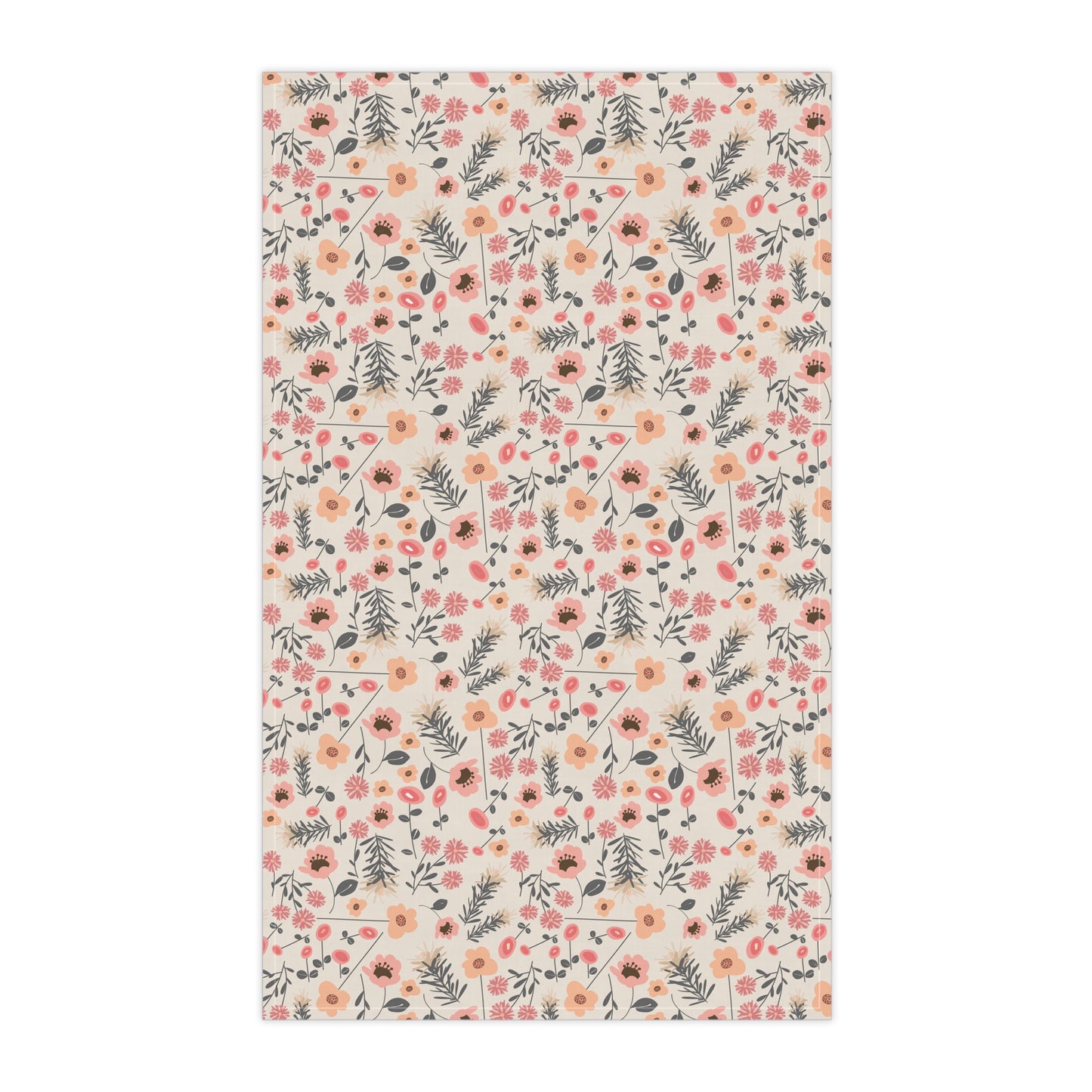 Peach and Cream Wildflowers Kitchen Towel