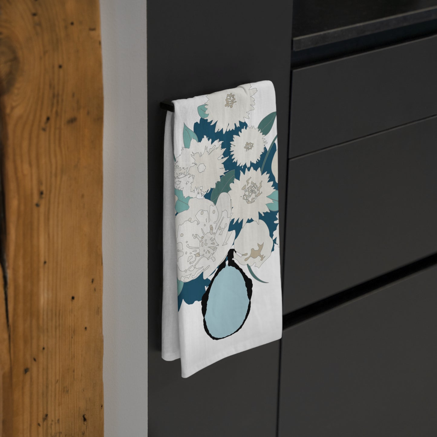 White Flowers Tea Towel